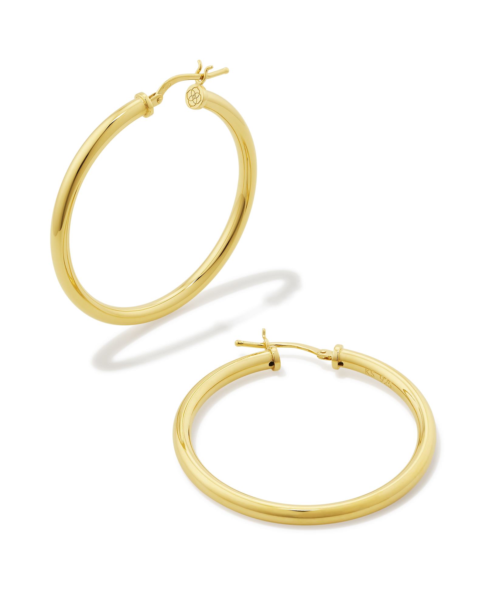 Kendra Scott Tube Large 40mm Hoop Earrings in 18k Gold Vermeil | Metal