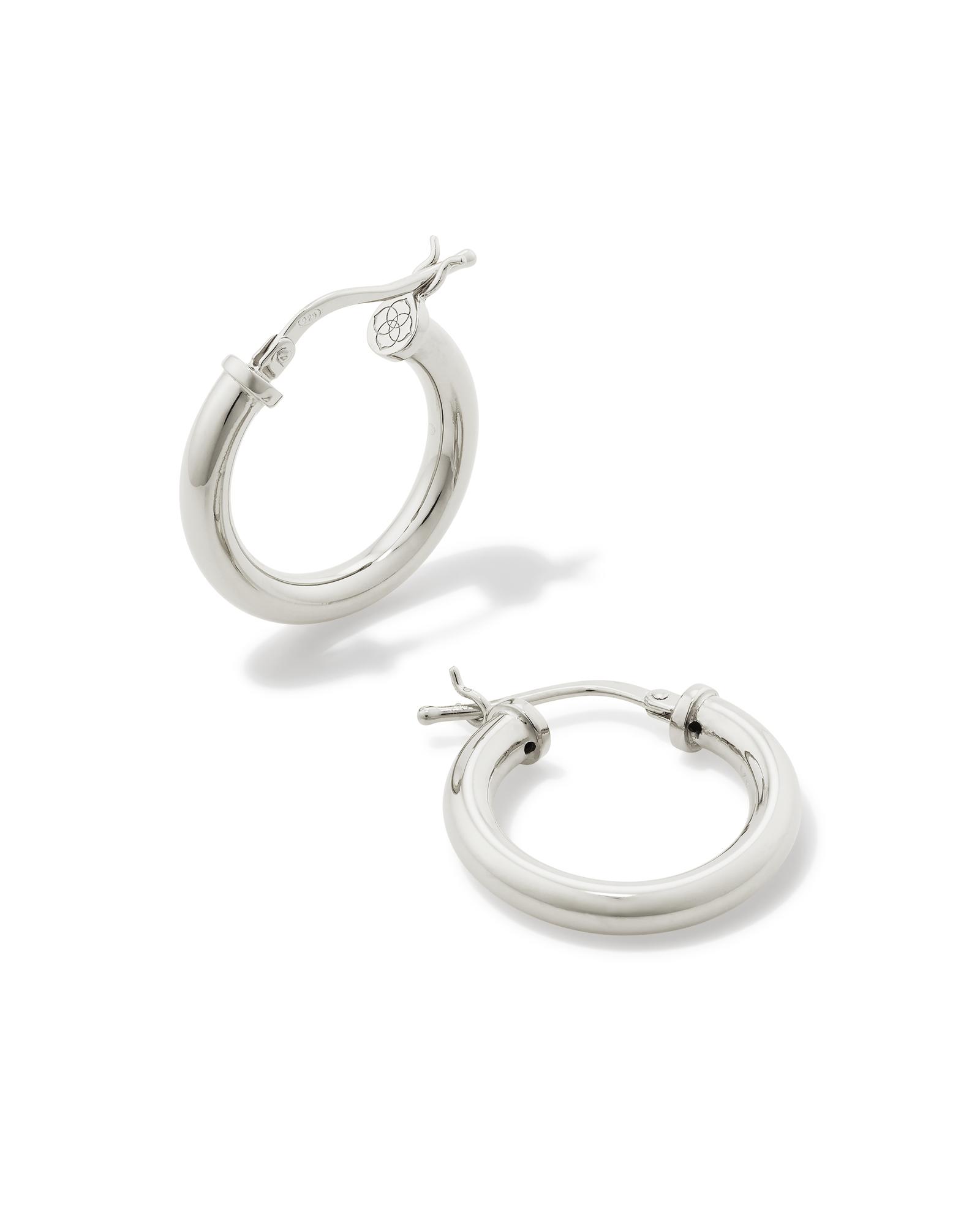 Kendra Scott Tube Small 20mm Hoop Earrings in Sterling Silver | Metal