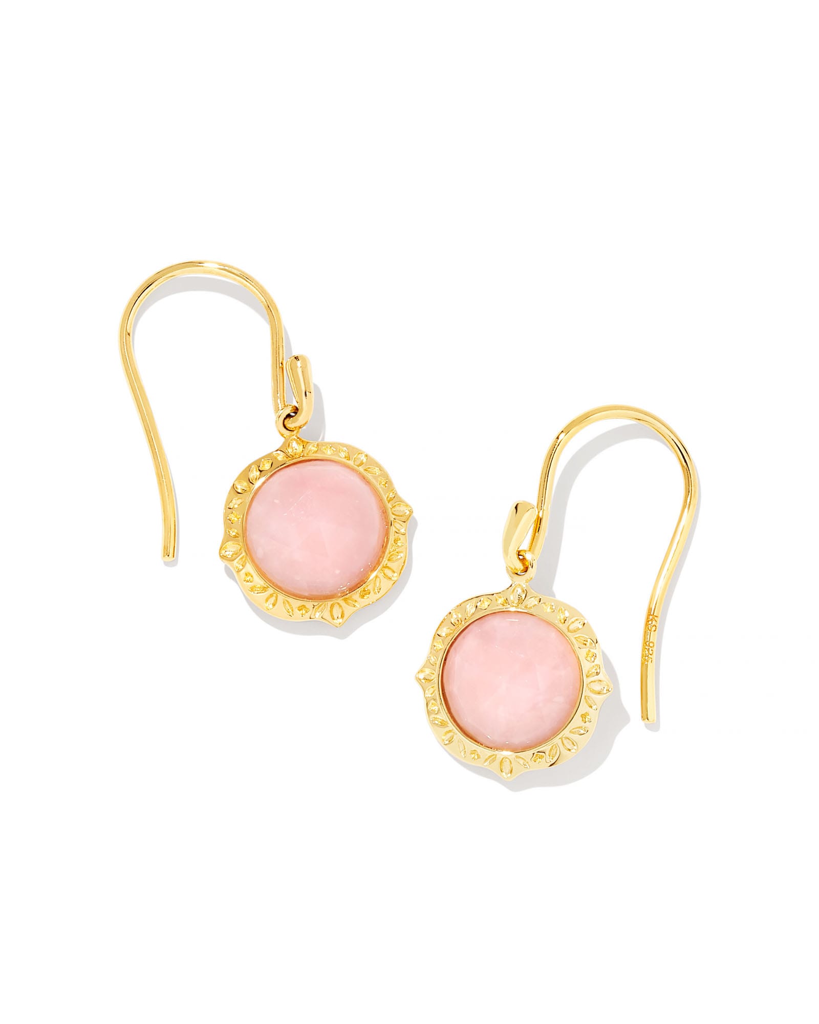 Kendra Scott Sage 18k Gold Vermeil Drop Earrings in Pink Opal | Kyocera Opal