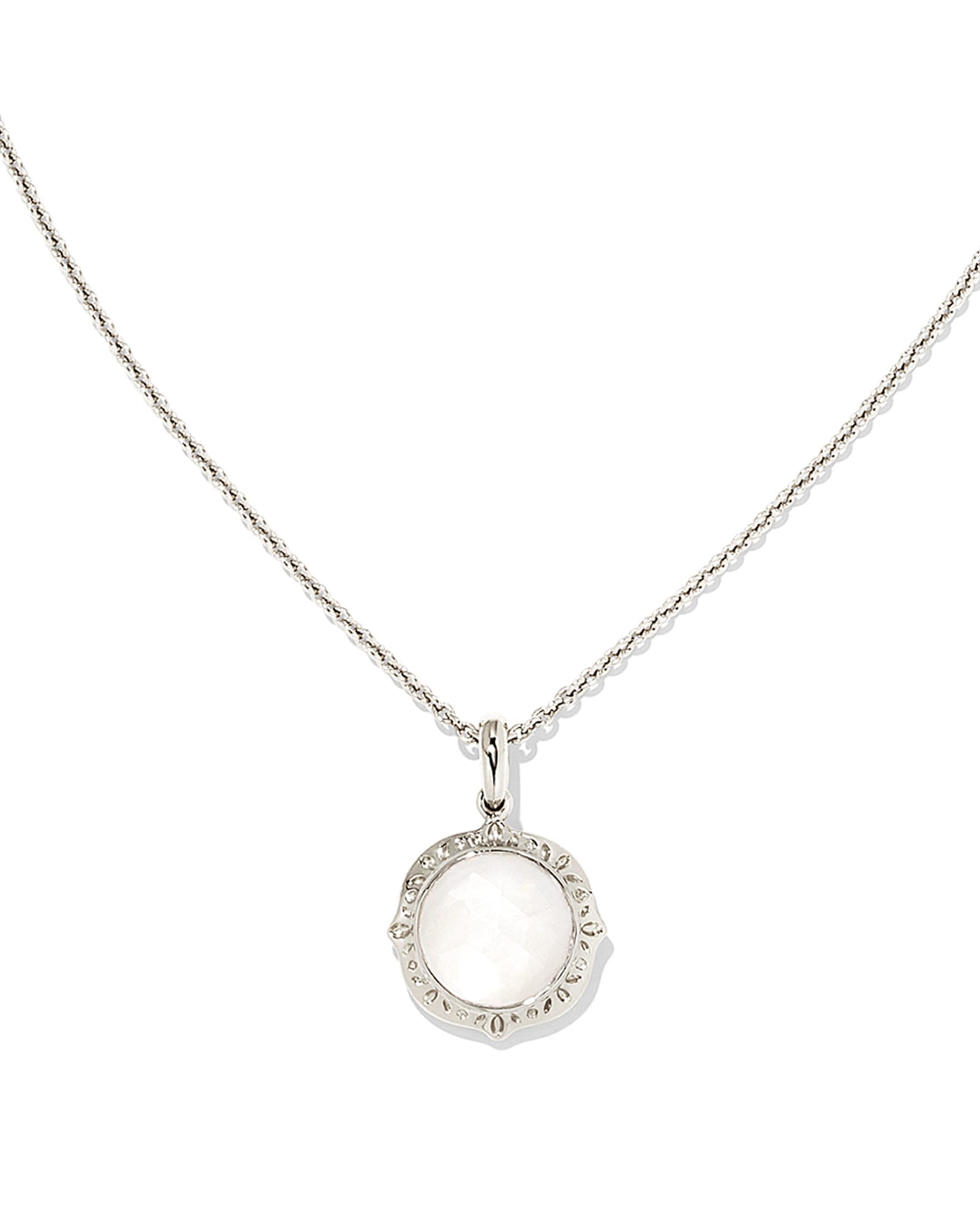 Kendra Scott Sage Sterling Silver Pendant Necklace in Ivory Mother-of-Pearl | Mother Of Pearl