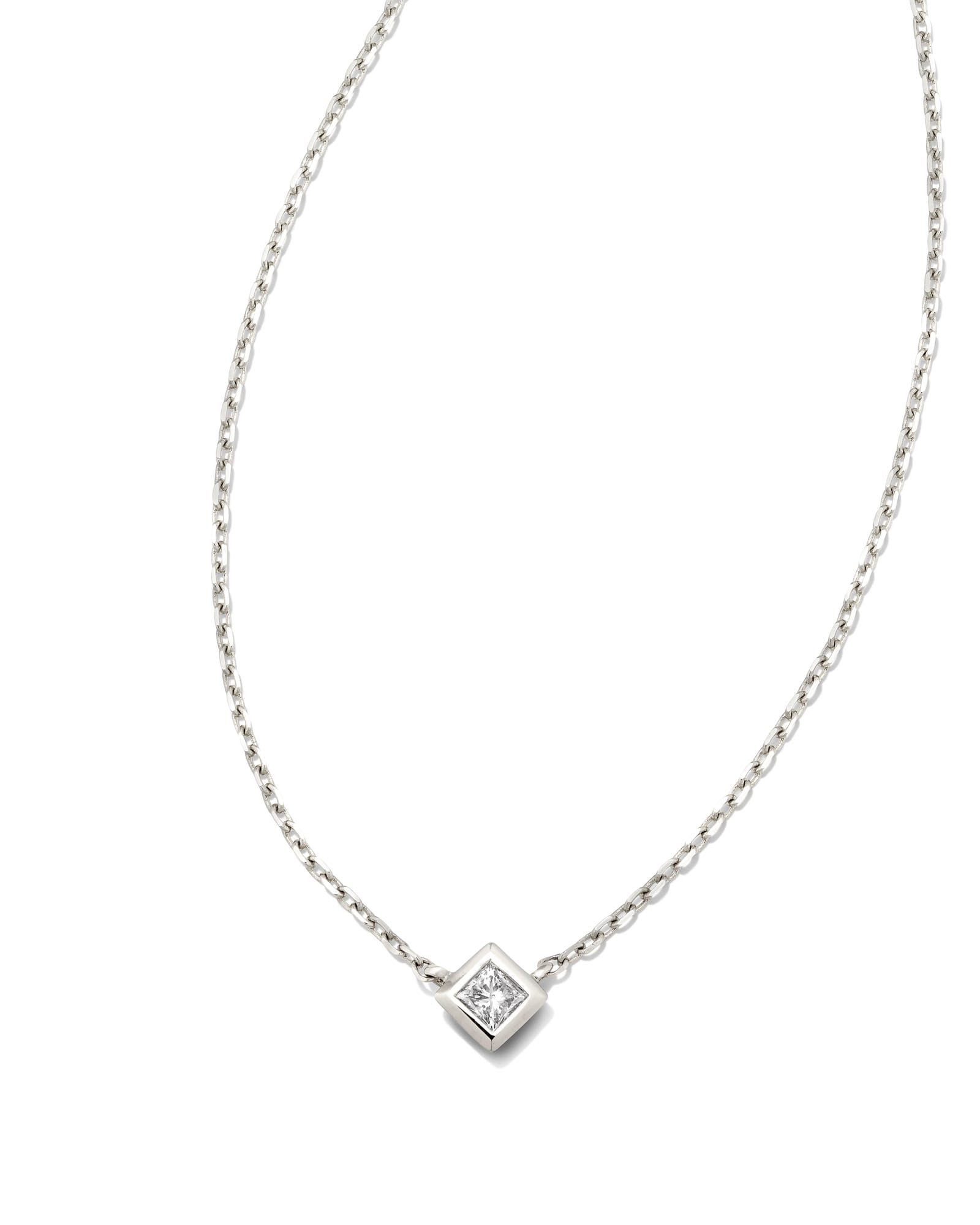 Kendra Scott Michelle 14k White Gold Pendant Necklace in White Diamond | Diamonds/Metal