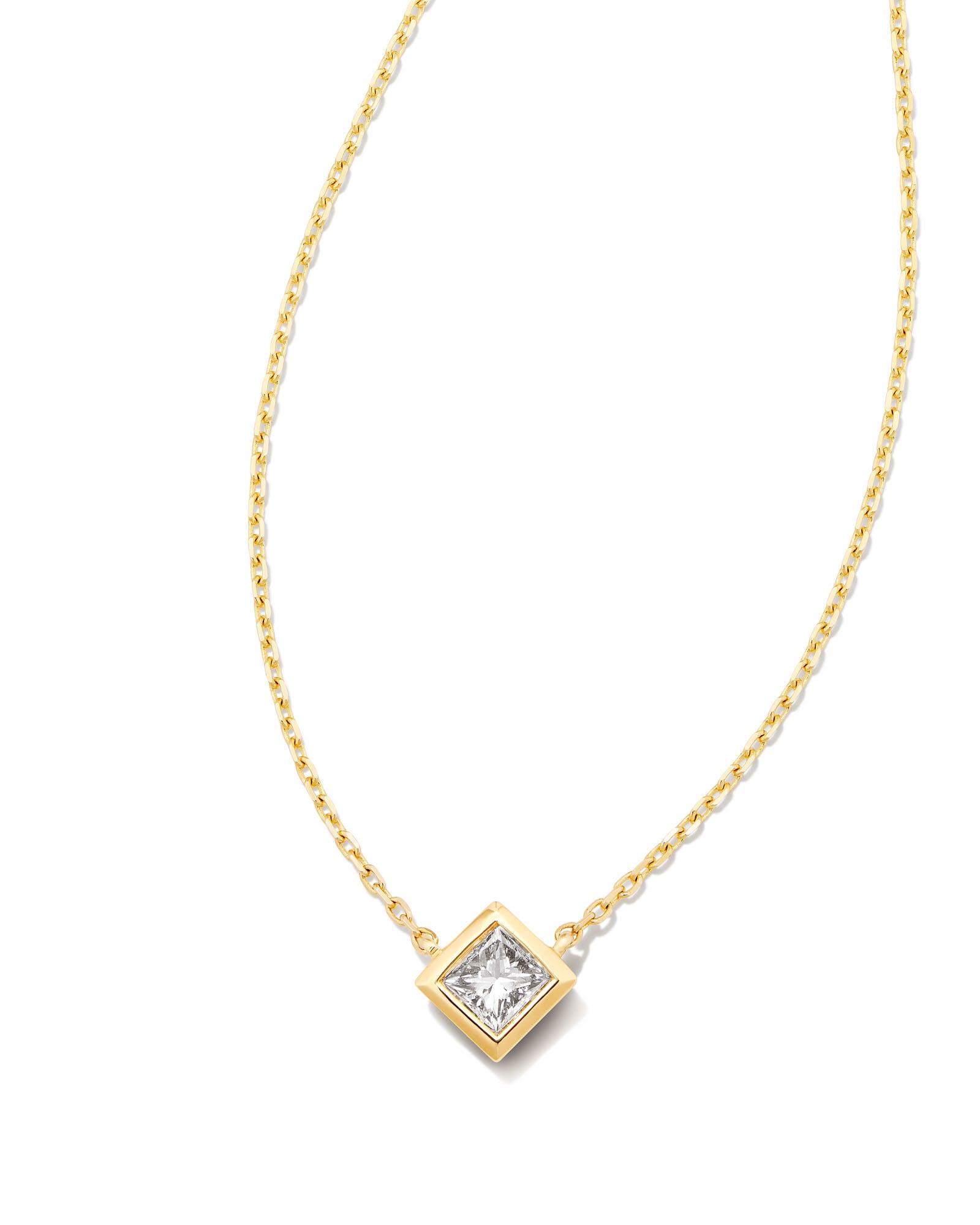 Kendra Scott Michelle 14k Yellow Gold Pendant Necklace in White Diamond, .16ct | Diamonds/Metal