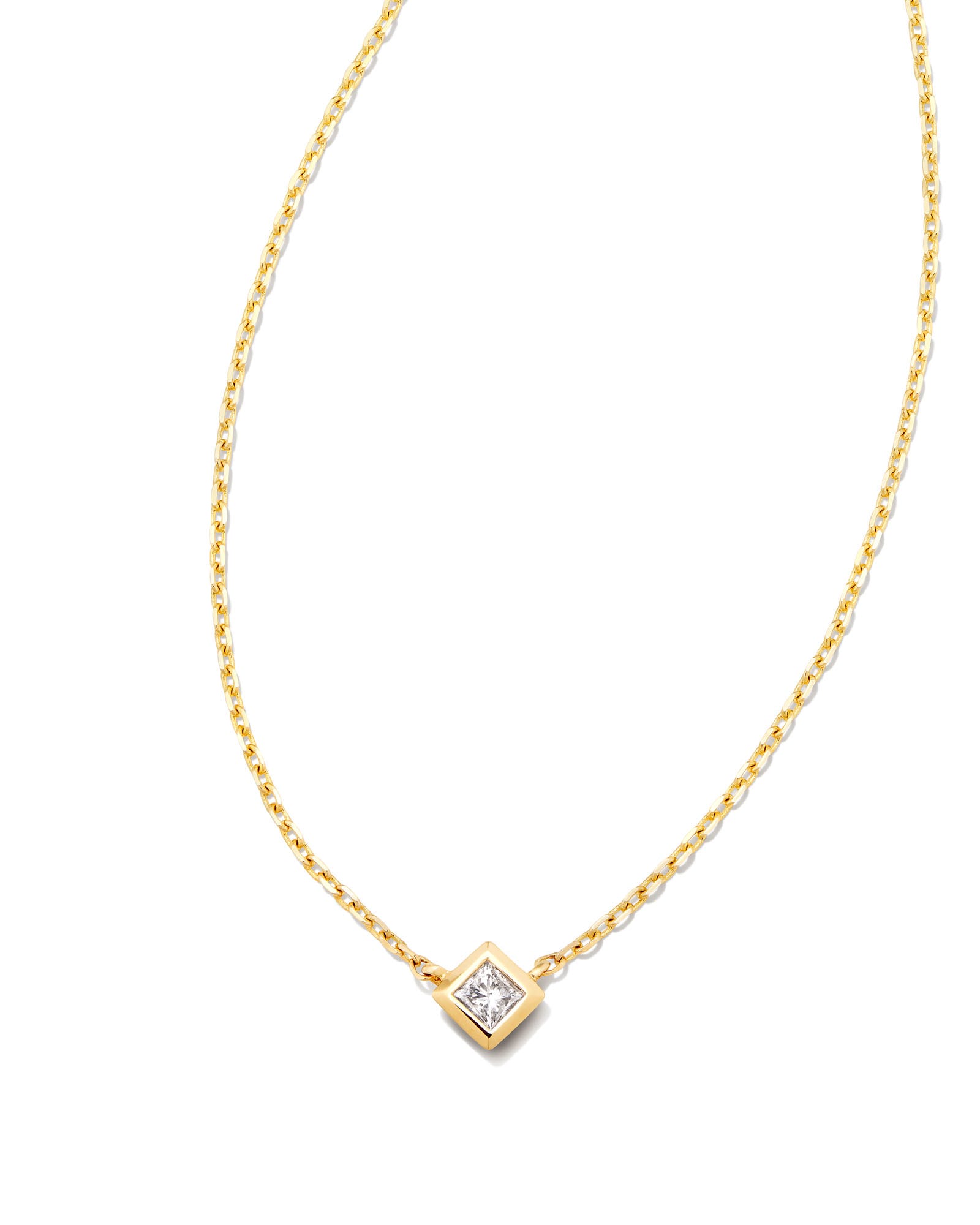 Kendra Scott Michelle 14k Yellow Gold Pendant Necklace in White Diamond | Diamonds/Metal