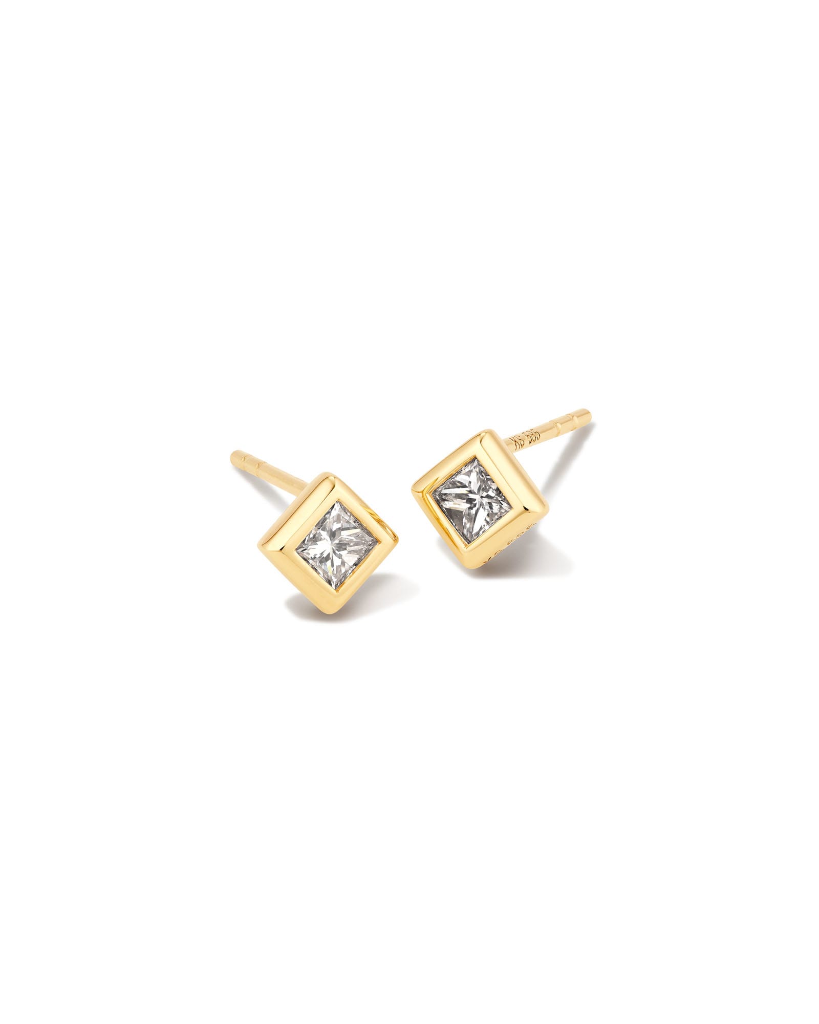 Kendra Scott Michelle 14k Yellow Gold Stud Earrings in White Diamond, .16ct | Diamonds/Metal