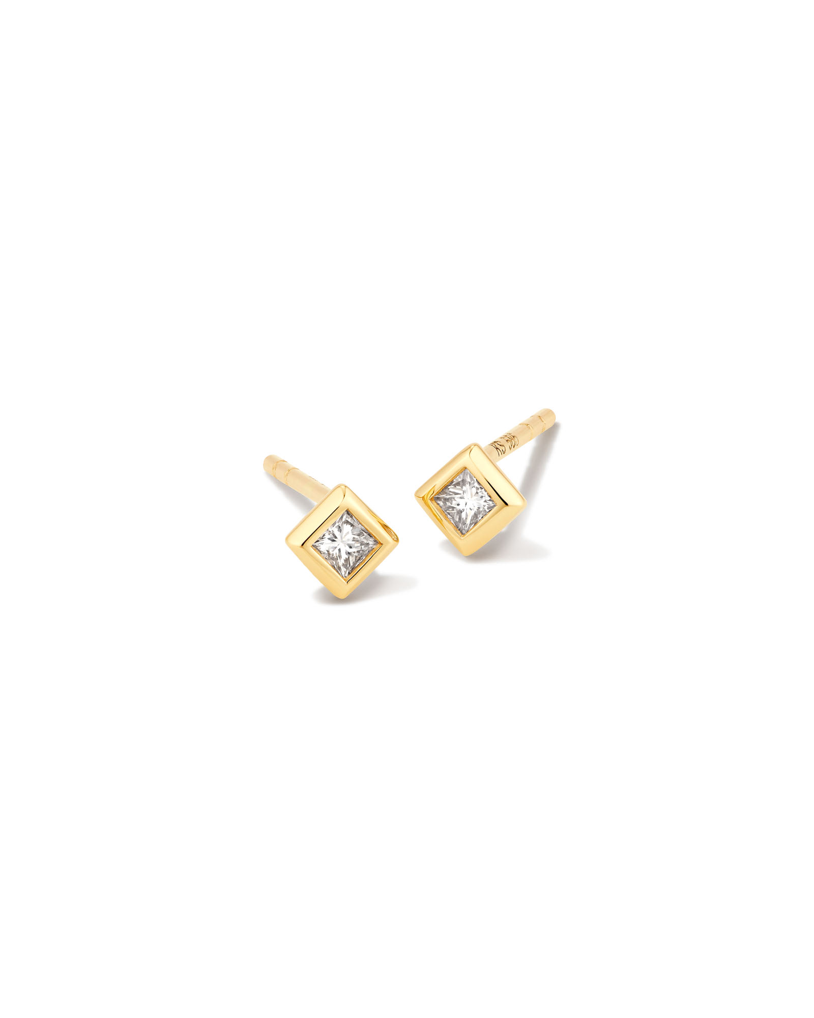 Kendra Scott Michelle 14k Yellow Gold Stud Earrings in White Diamond | Diamonds/Metal