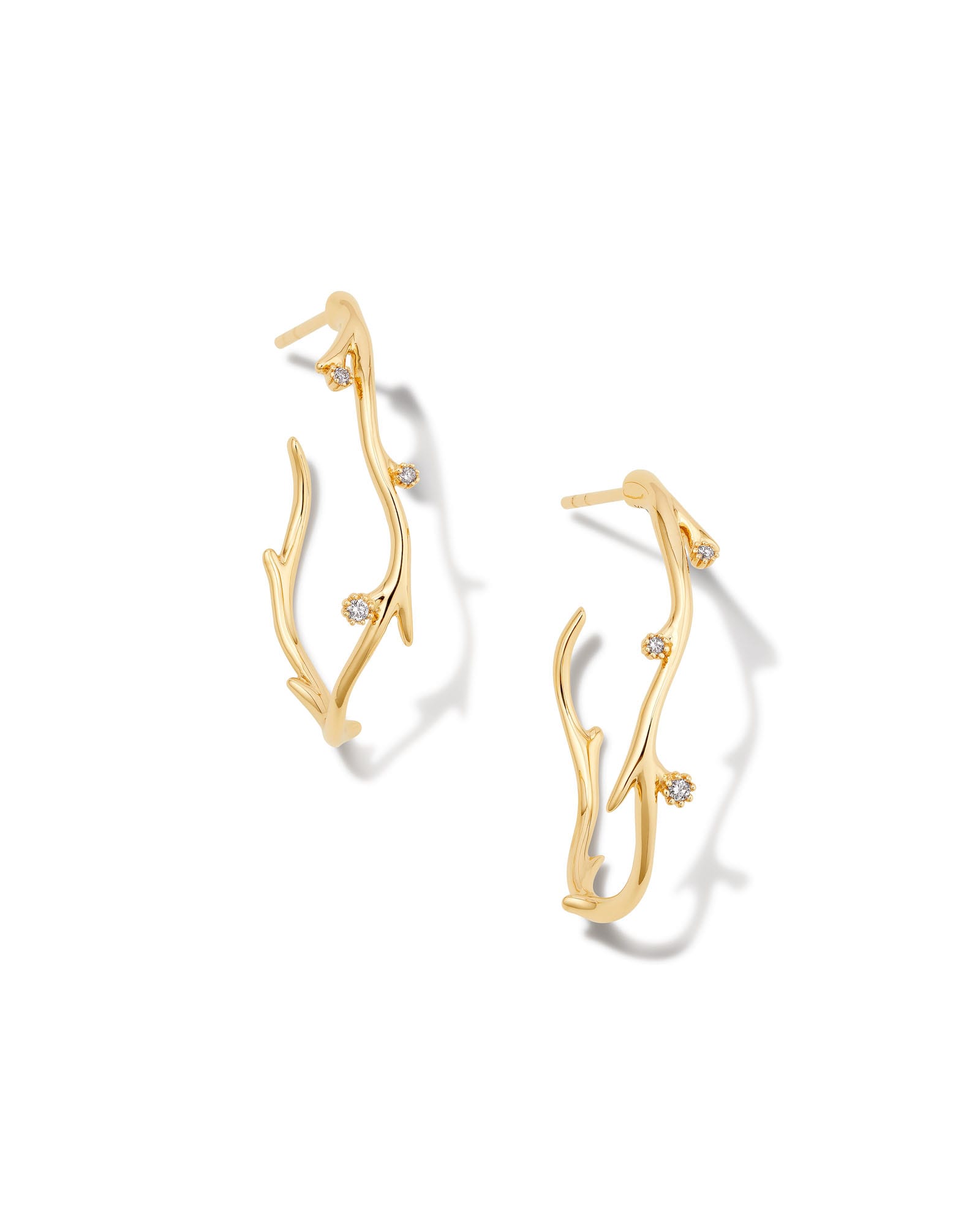 Kendra Scott Noelle 14k Yellow Gold Hoop Earrings in White Diamond | Diamonds