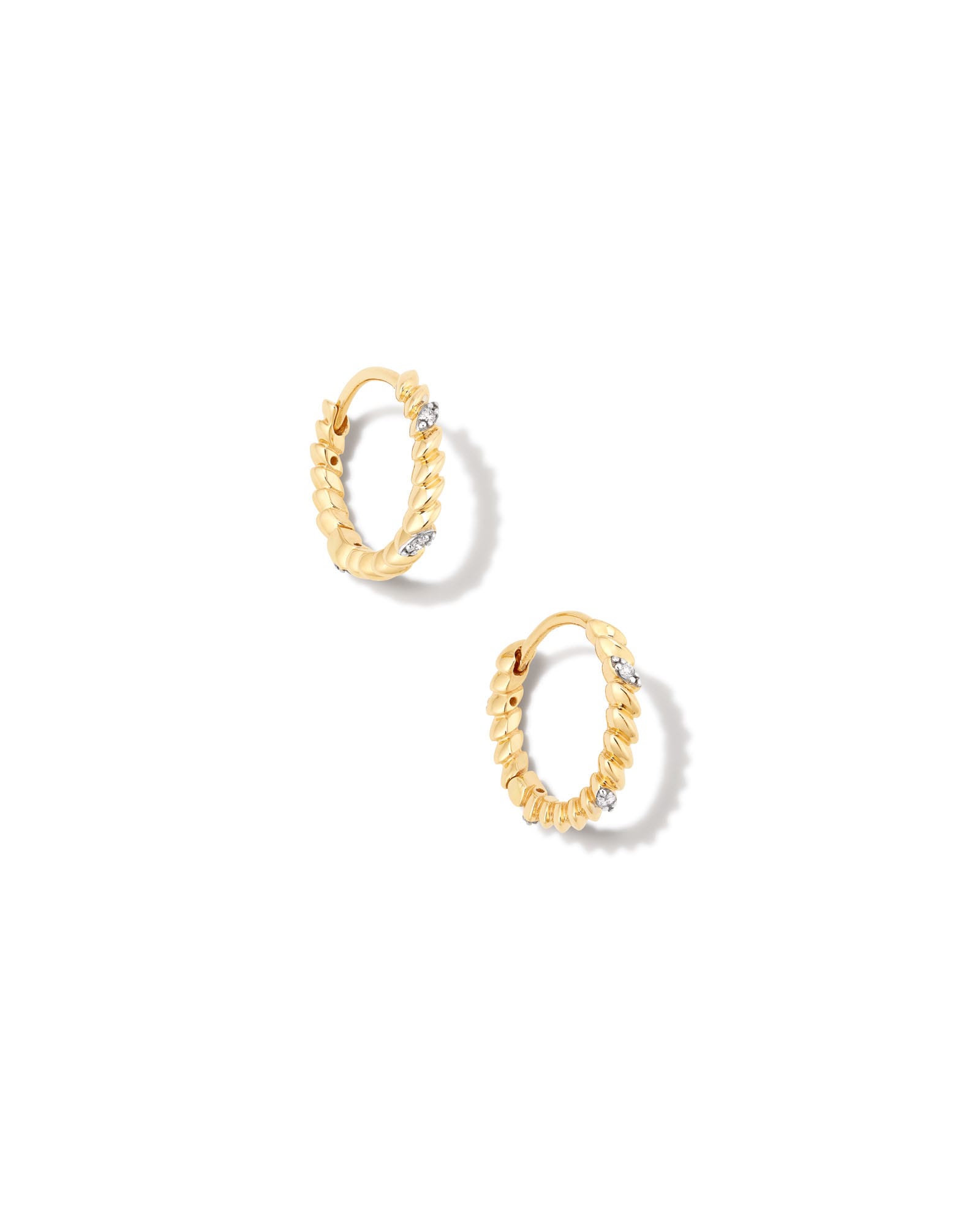 Kendra Scott Tyler 14k Yellow Gold Huggie Earrings in White Diamond | Diamonds