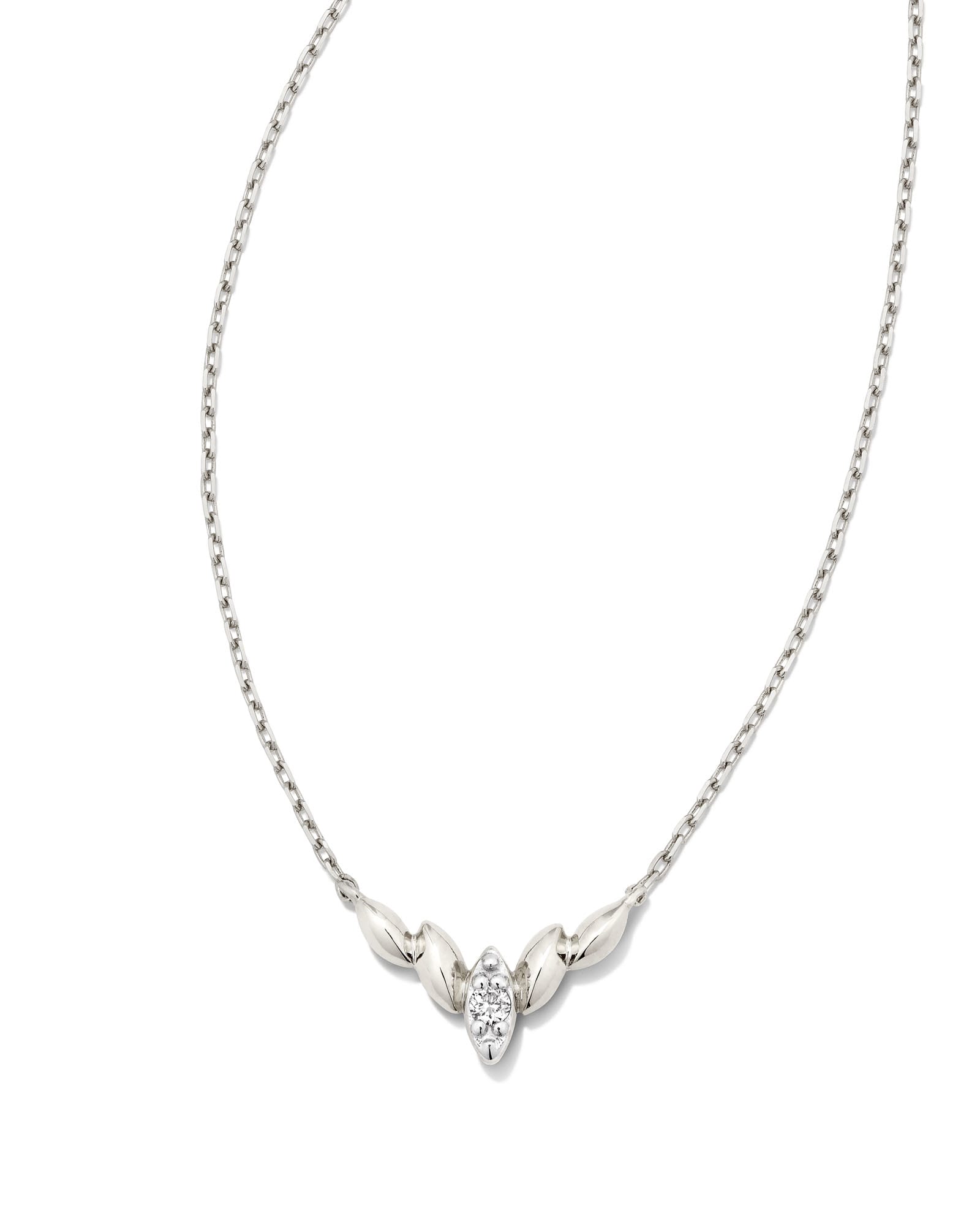 Kendra Scott Tyler 14k White Gold Pendant Necklace in White Diamond | Diamonds