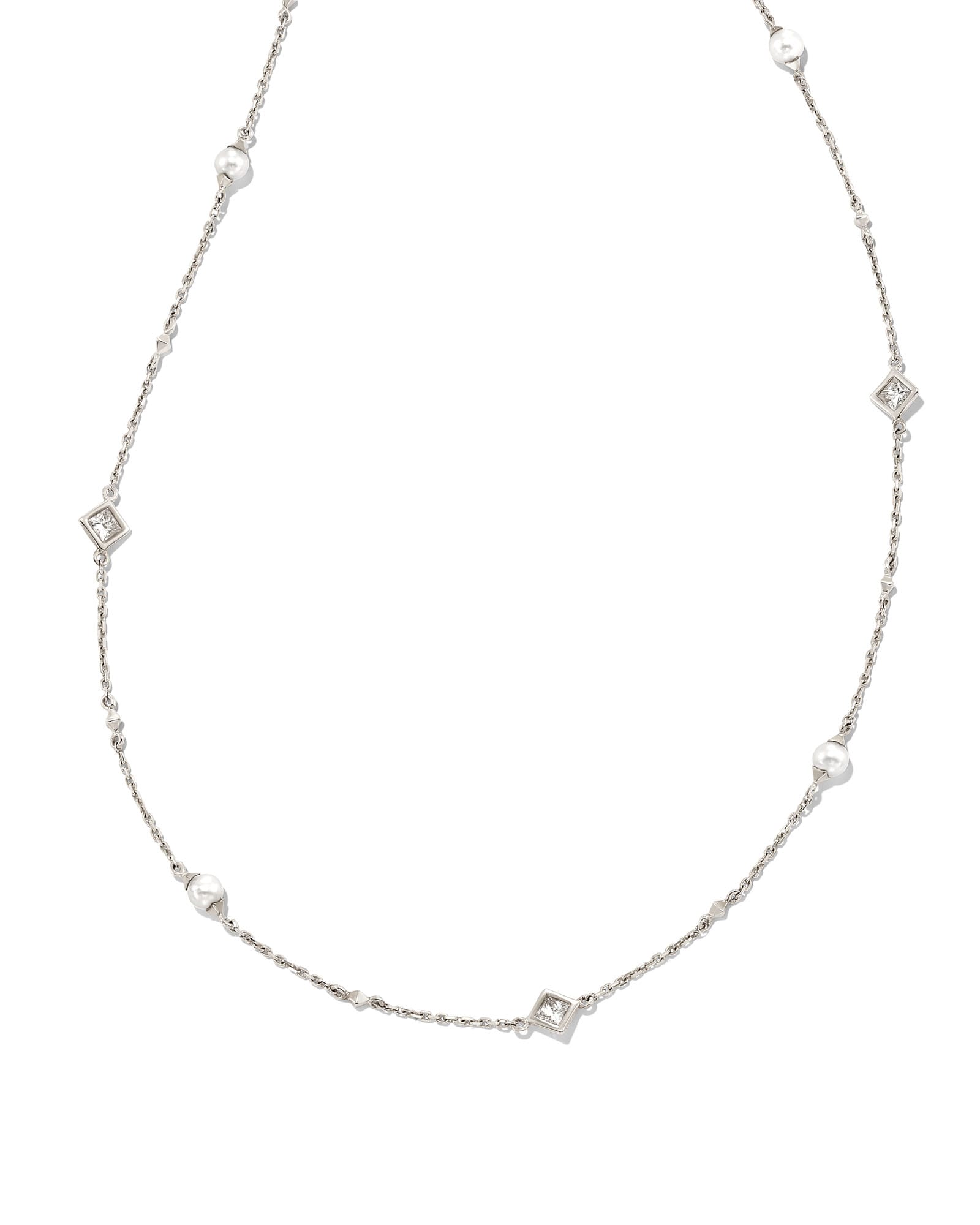 Kendra Scott Michelle 14k White Gold Strand Necklace in White | Pearl