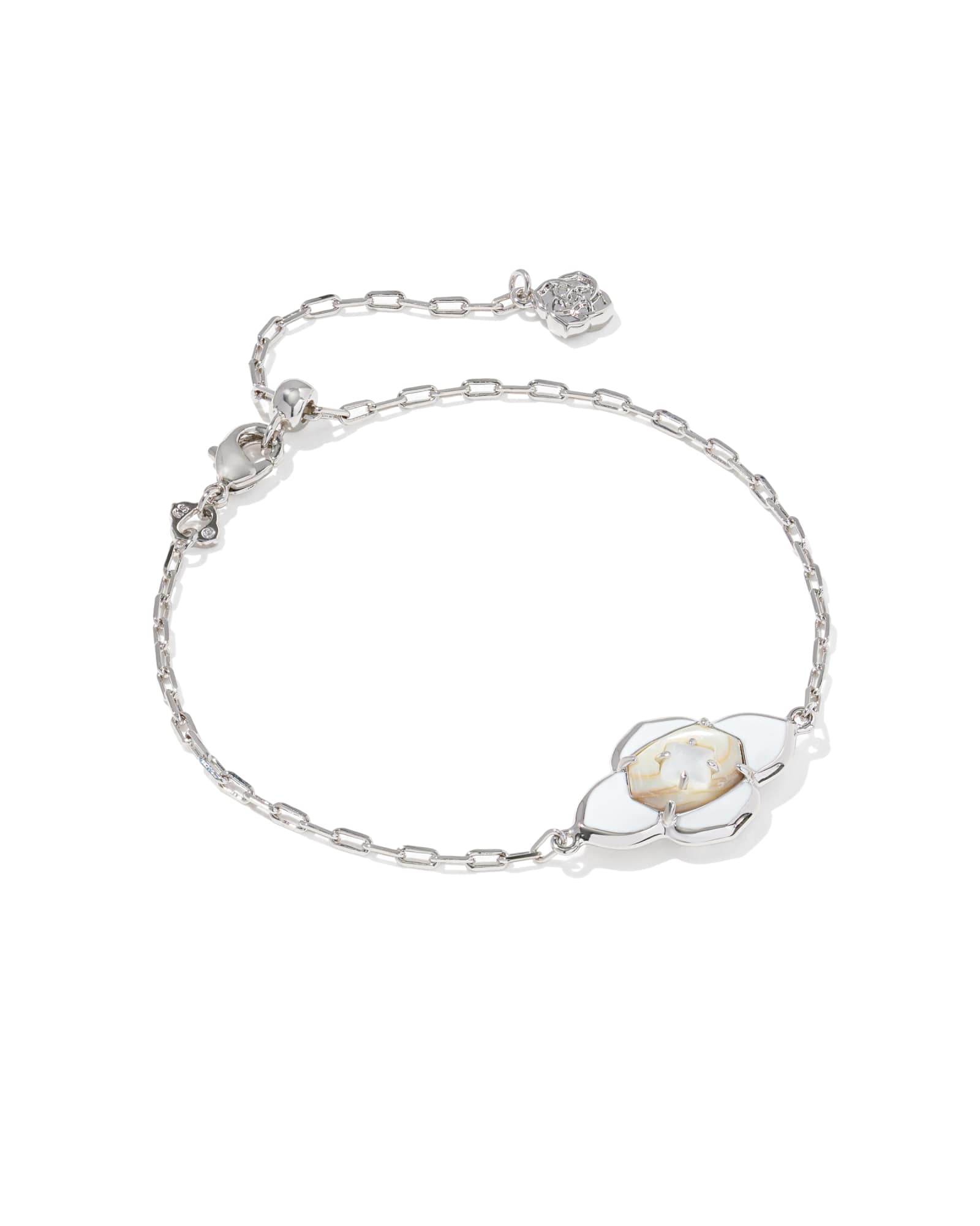 Kendra Scott Abbie Medallion Silver Delicate Chain Bracelet | Mix/Metal Rhodium