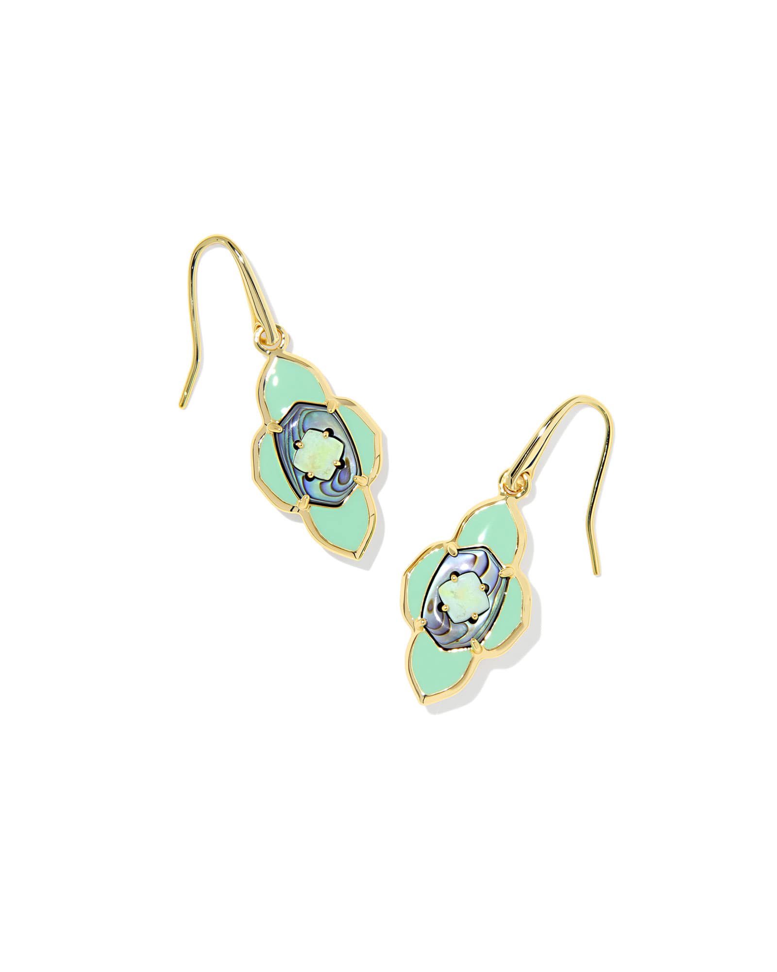 Kendra Scott Abbie Medallion Gold Small Drop Earrings | Abalone
