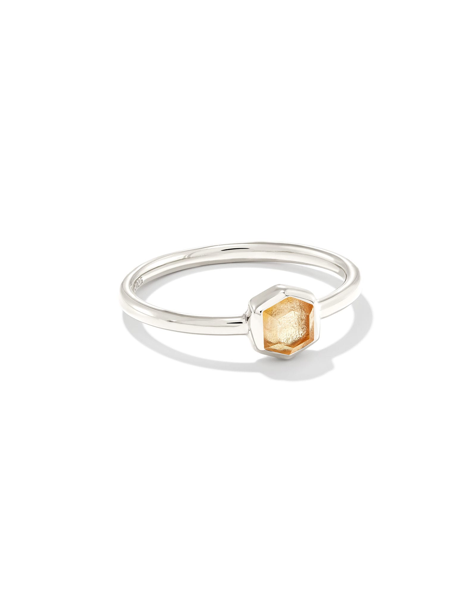 Kendra Scott Davie Sterling Silver Band Ring in Light | Citrine | Size 9