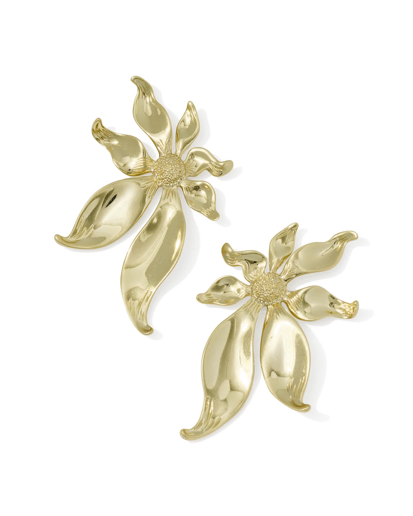 Kendra Scott Anya Flower Gold Statement Earrings | Metal