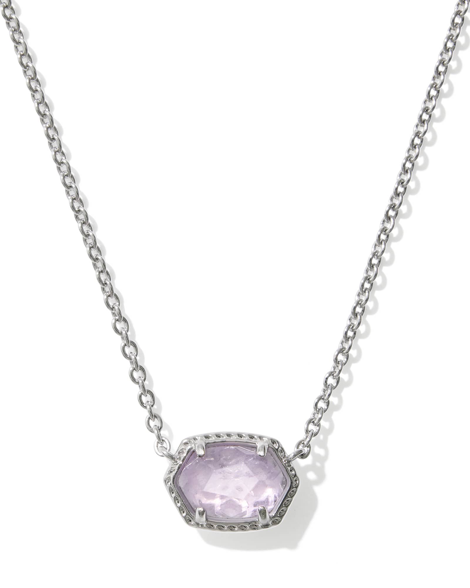 Kendra Scott Daphne Silver Frame Short Pendant Necklace | Amethyst/Metal Rhodium
