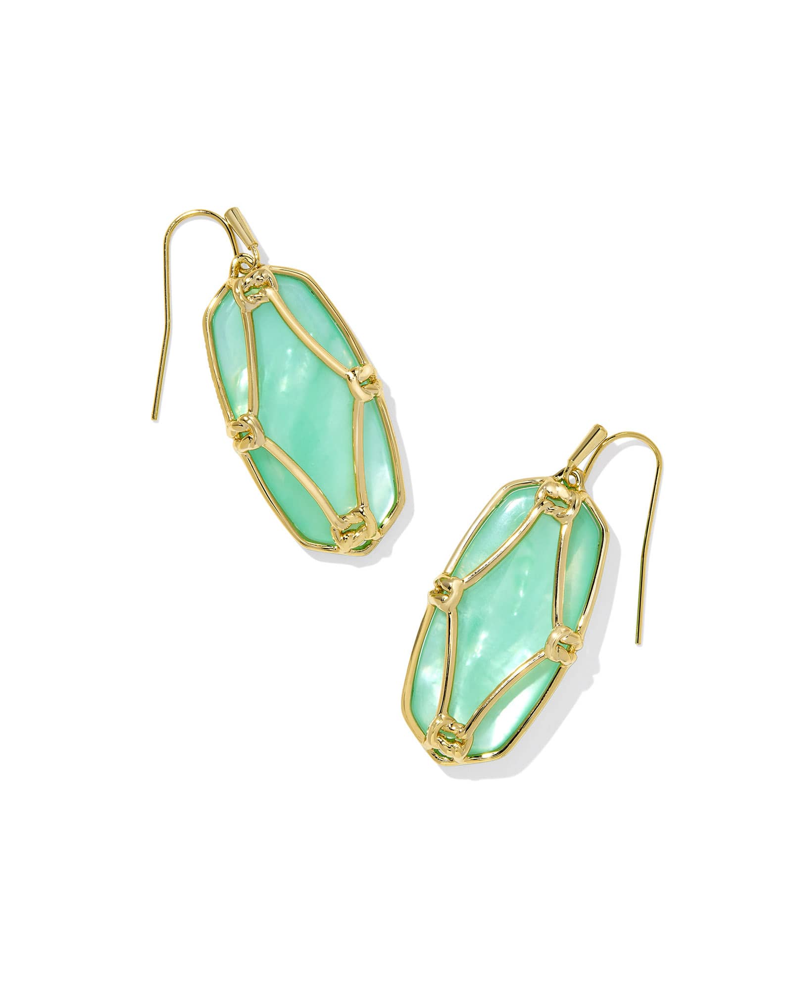 Kendra Scott Elle Lattice Frame Gold Drop Earrings | Mother Of Pearl
