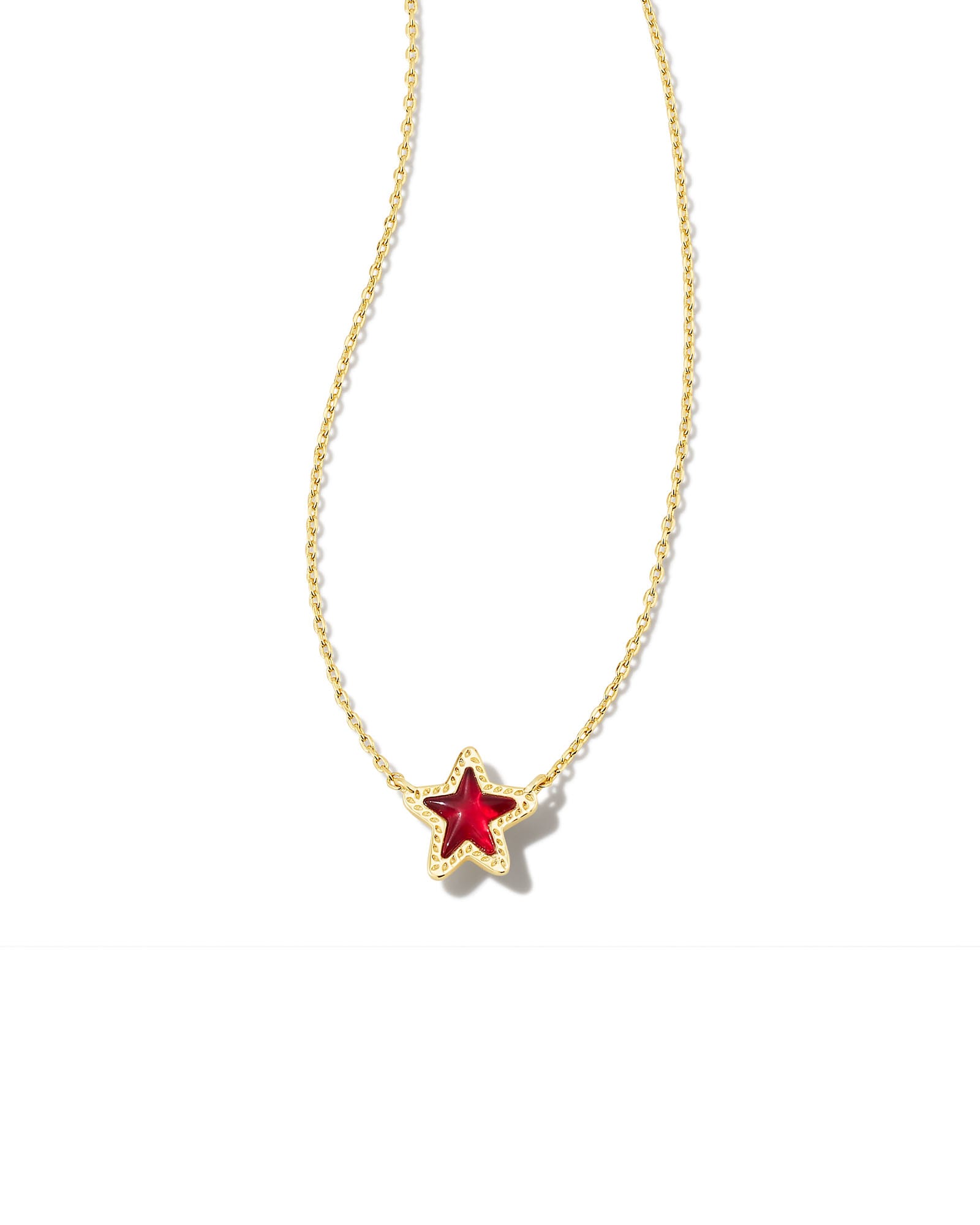 Kendra Scott Jae Gold Star Small Short Pendant Necklace in Cranberry Illusion | Glass/Mother Of Pearl/Metal