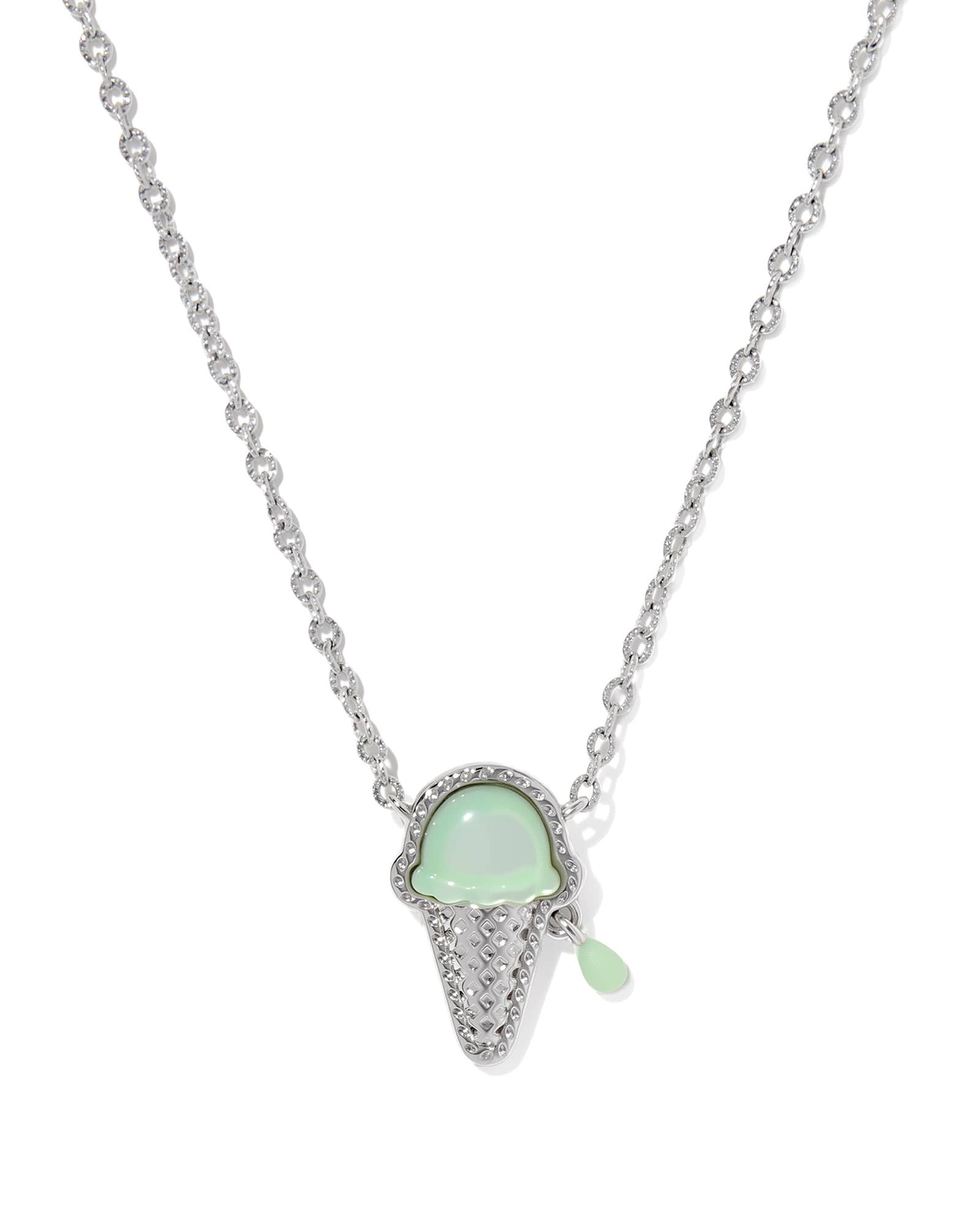 Kendra Scott Ice Cream Silver Short Pendant Necklace | Mother Of Pearl/Metal Rhodium