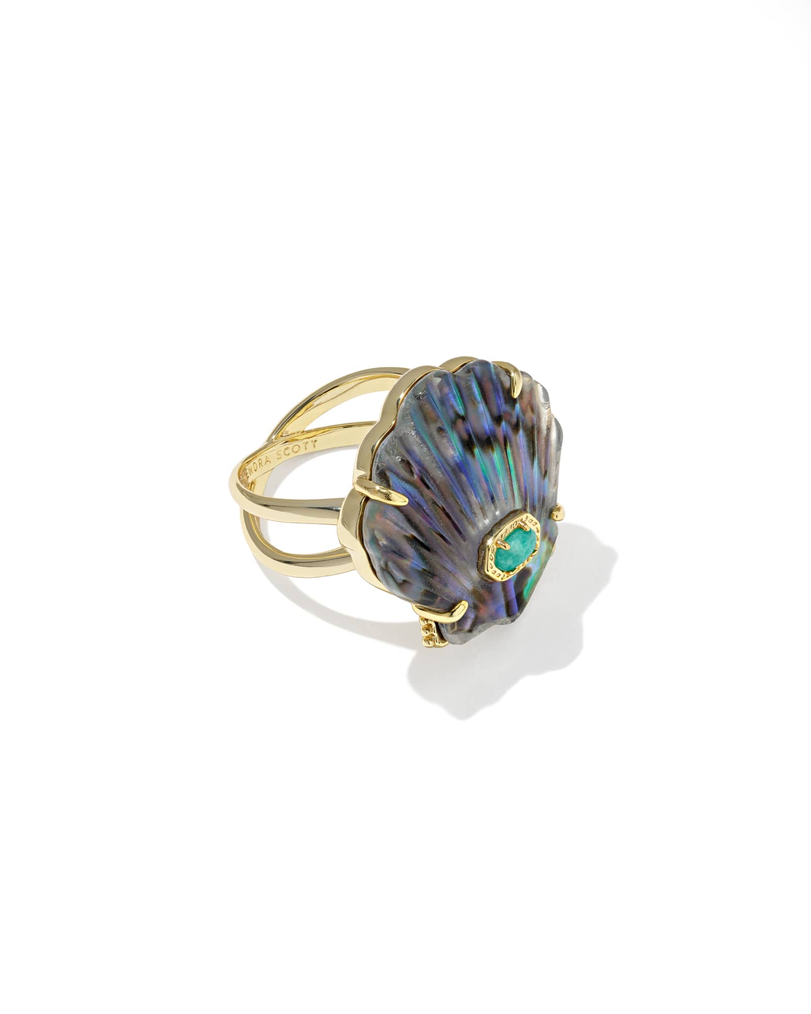 Kendra Scott Lucia Shell Gold Cocktail Ring | Abalone | Size 8
