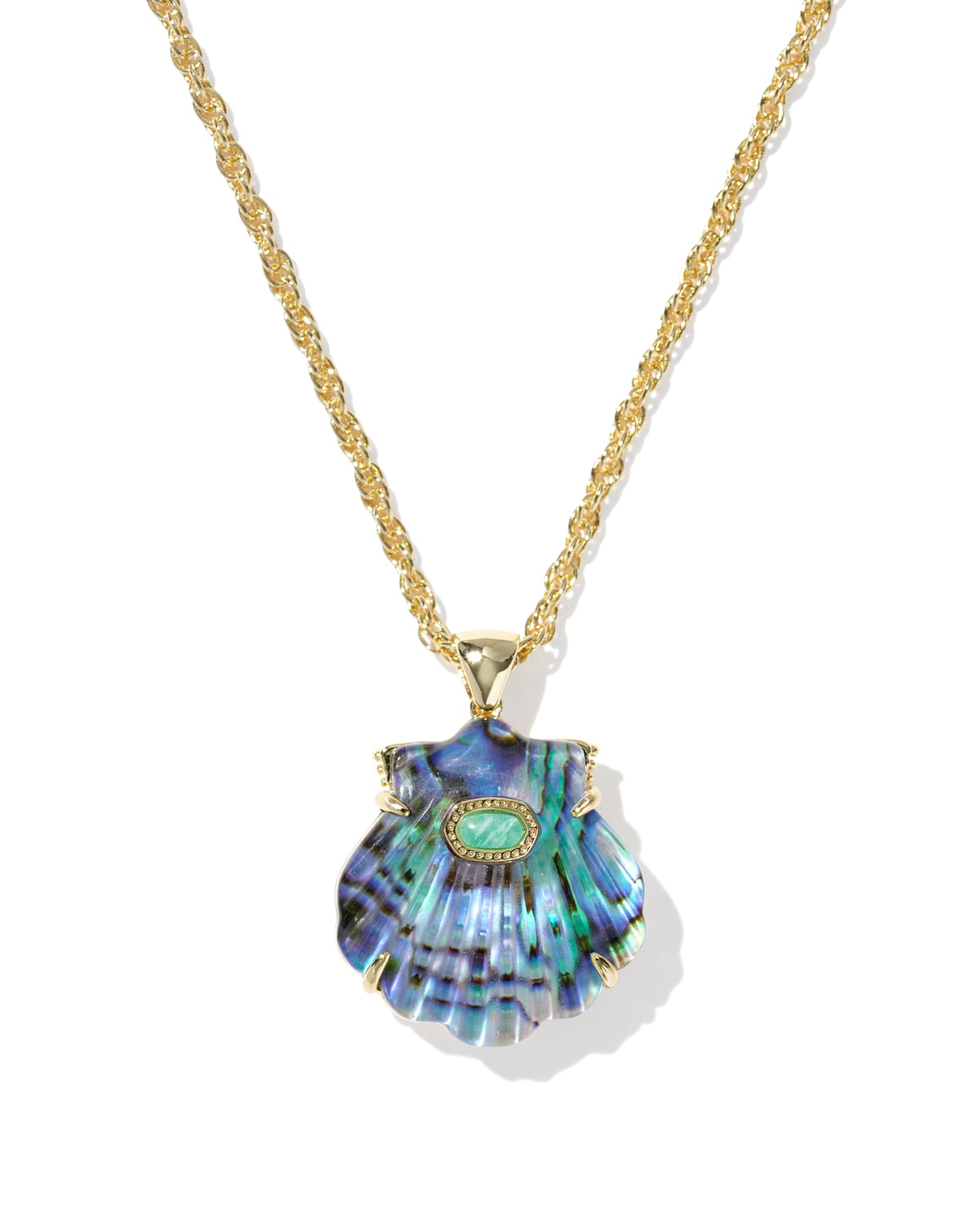 Kendra Scott Lucia Shell Gold Short Pendant Necklace | Abalone/Metal