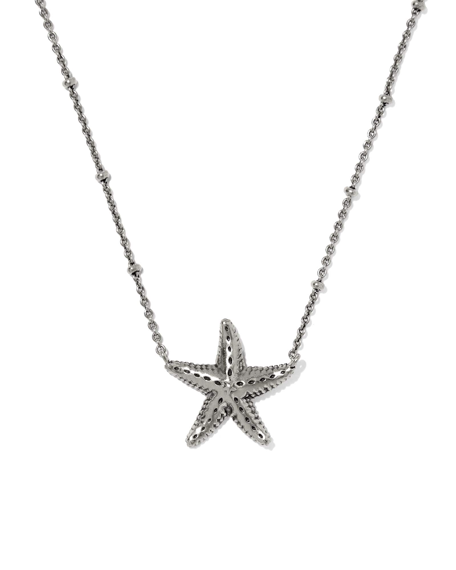 Kendra Scott Parker Starfish Vintage Silver Short Pendant Necklace | Metal
