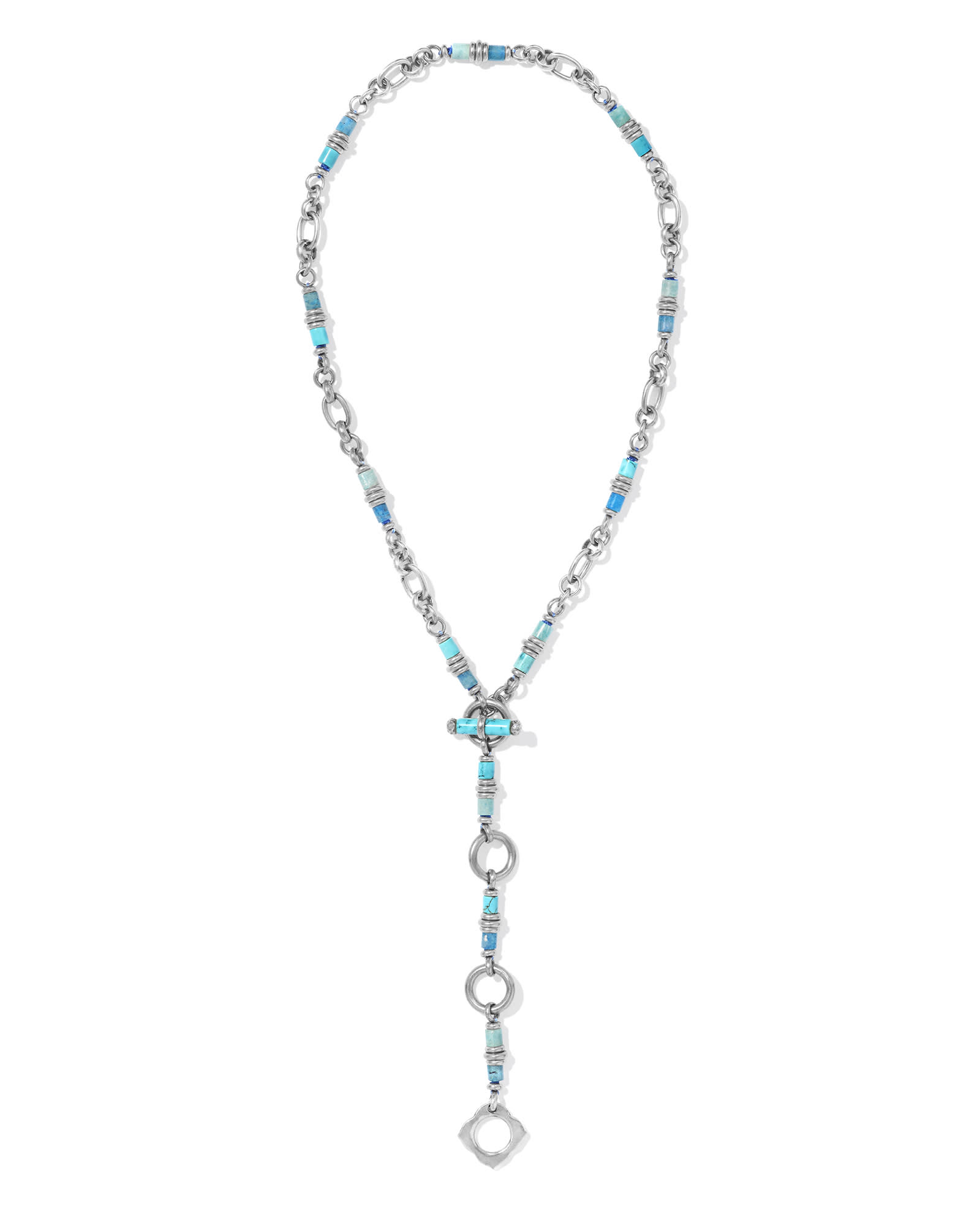 Kendra Scott Bree Vintage Silver Chain Necklace in Turquoise Mix | Mixed Stones/Metal