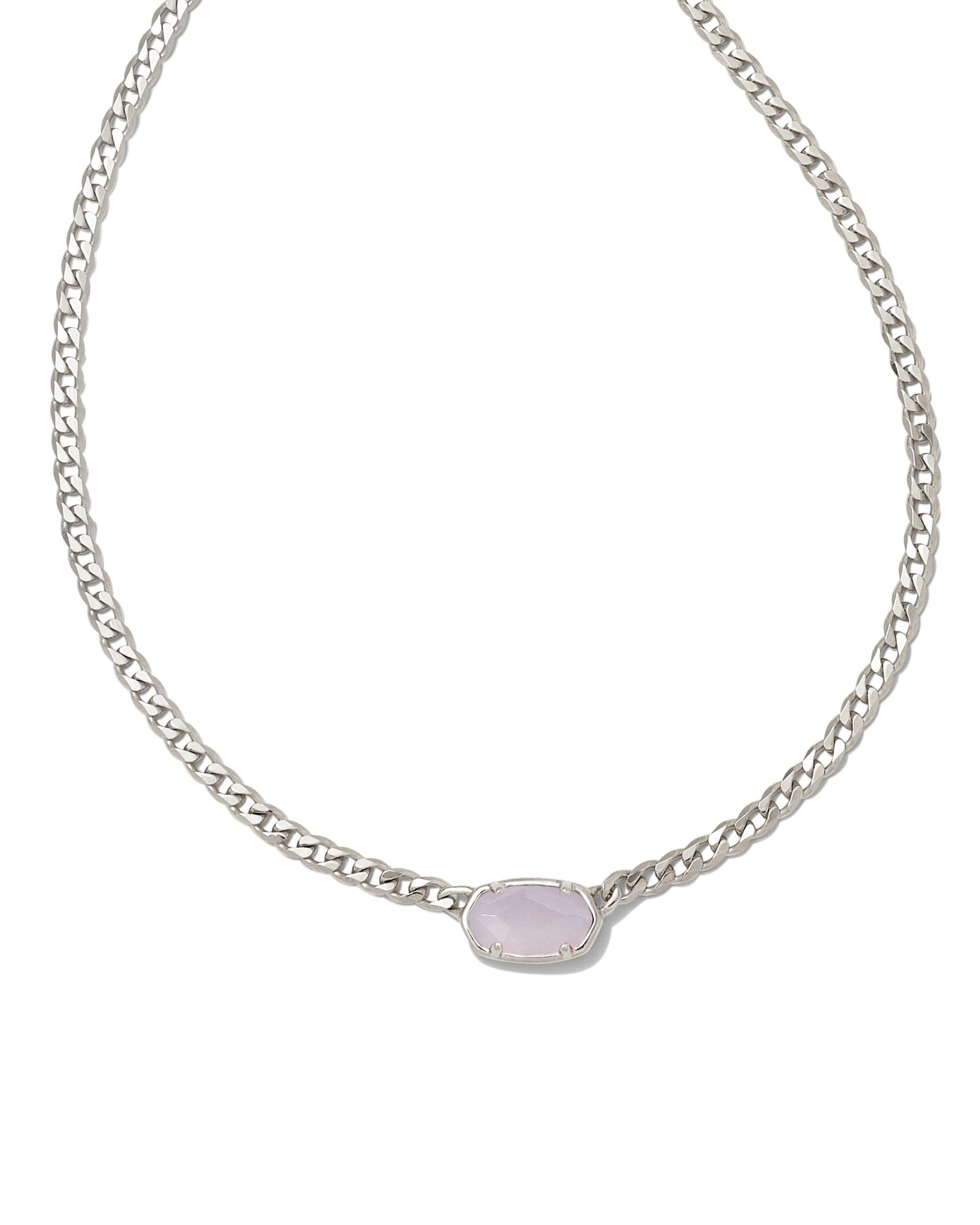 Kendra Scott Fern Sterling Silver Curb Chain Necklace in Blue Gray Chalcedony | Namibian Chalcedony