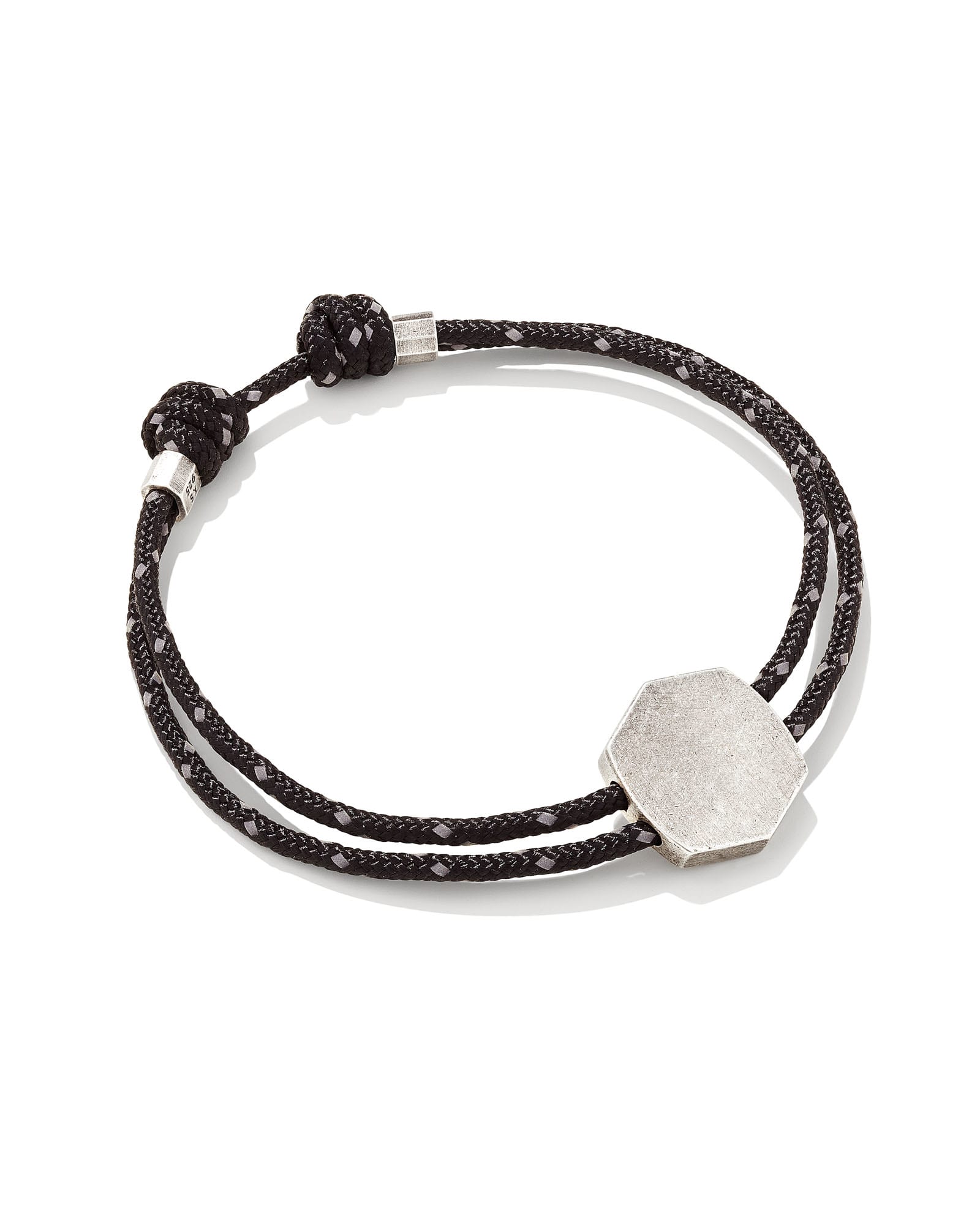 Kendra Scott Kenneth Oxidized Sterling Silver Corded Engravable Bracelet in Black | Paracord