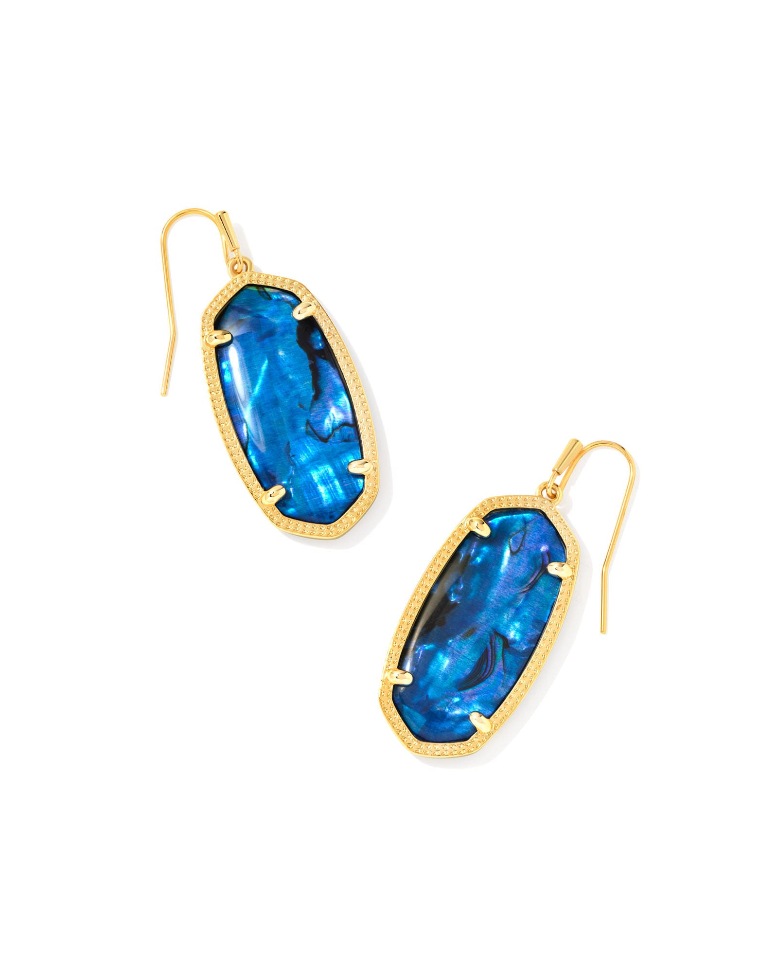 Kendra Scott Elle Gold Drop Earrings in Navy | Abalone