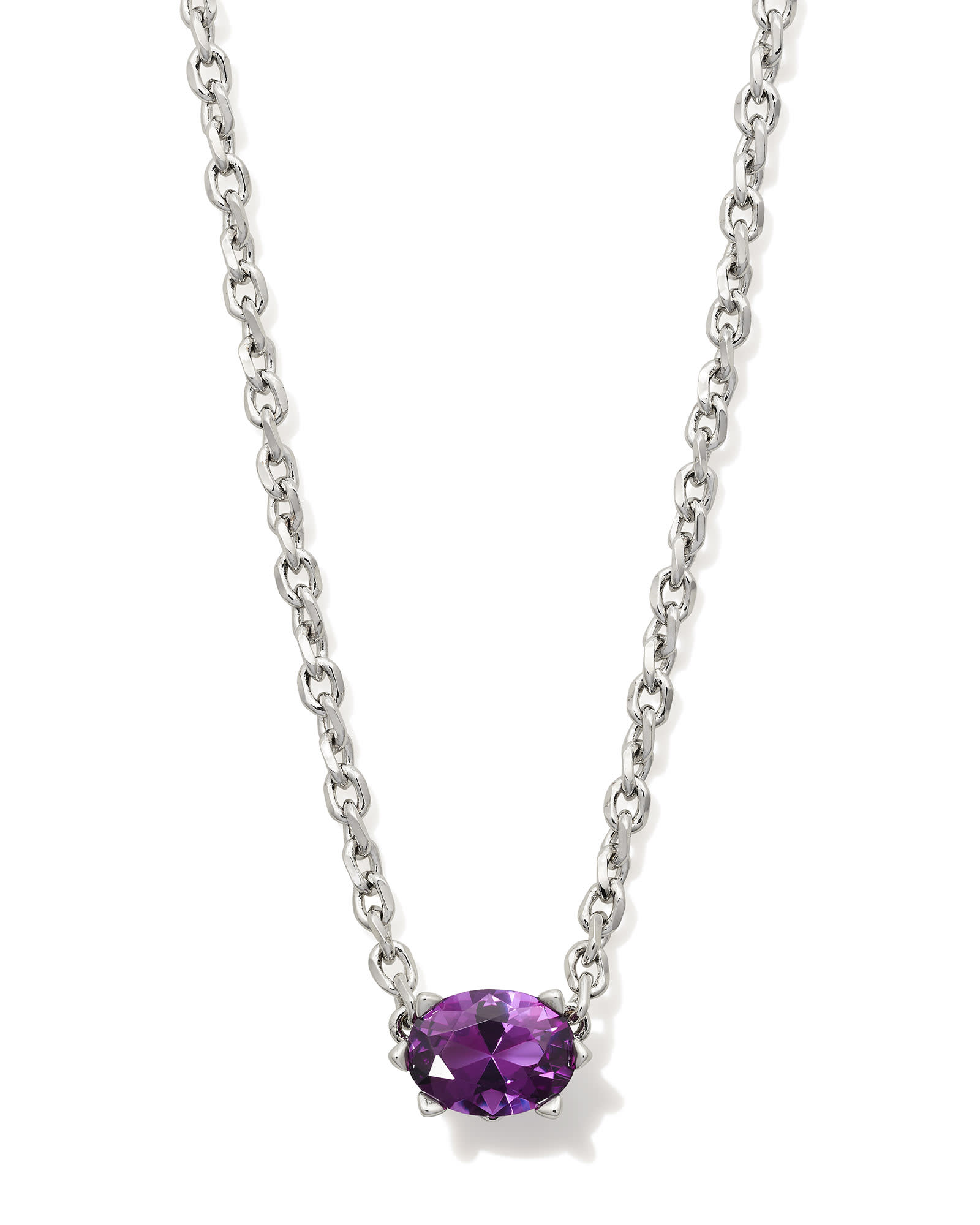 Kendra Scott Cailin Silver Pendant Necklace in Purple Crystal | Nano Crystal/Metal Rhodium