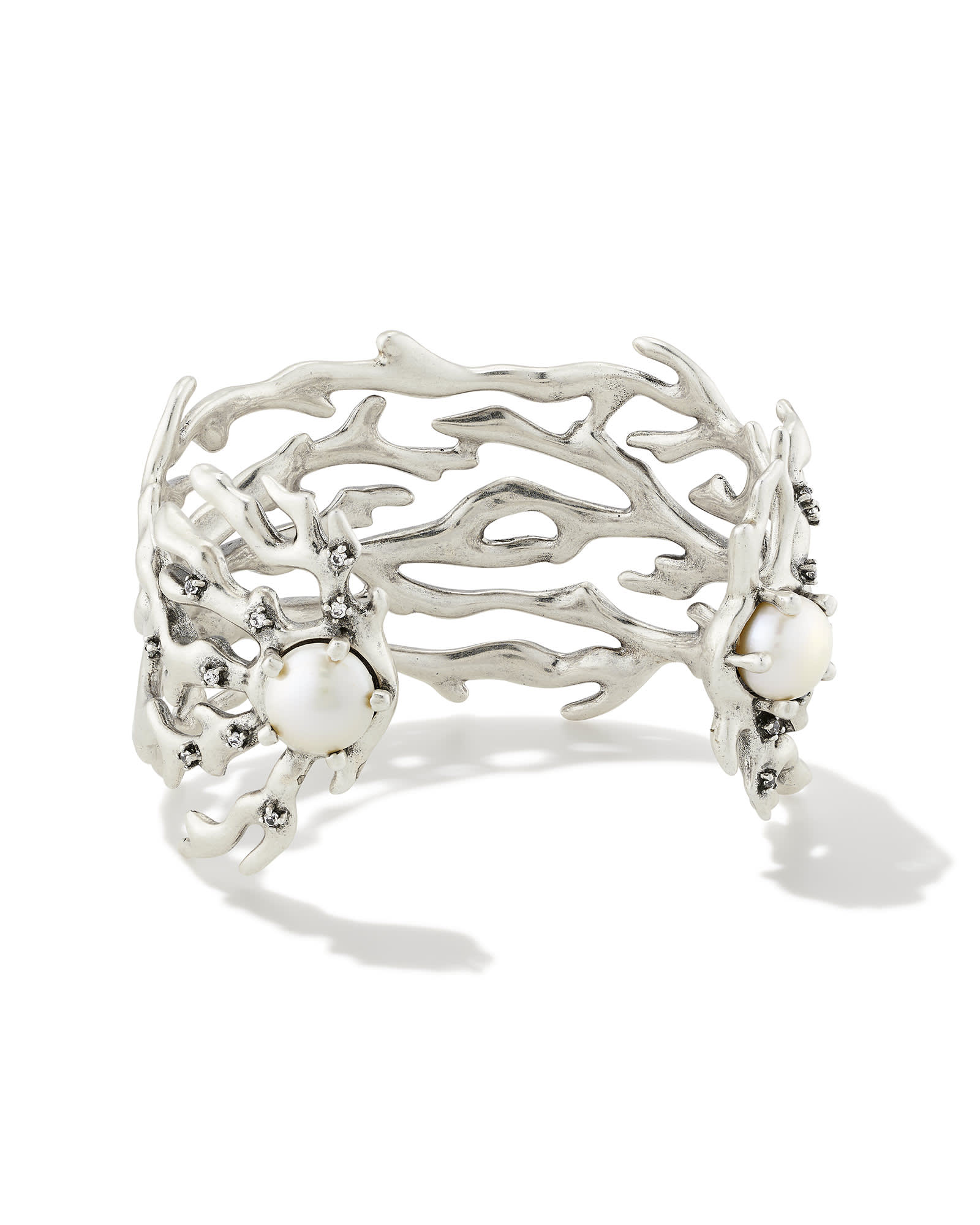 Kendra Scott Shea Statement Cuff Bracelet in Vintage Silver | Pearl/Metal