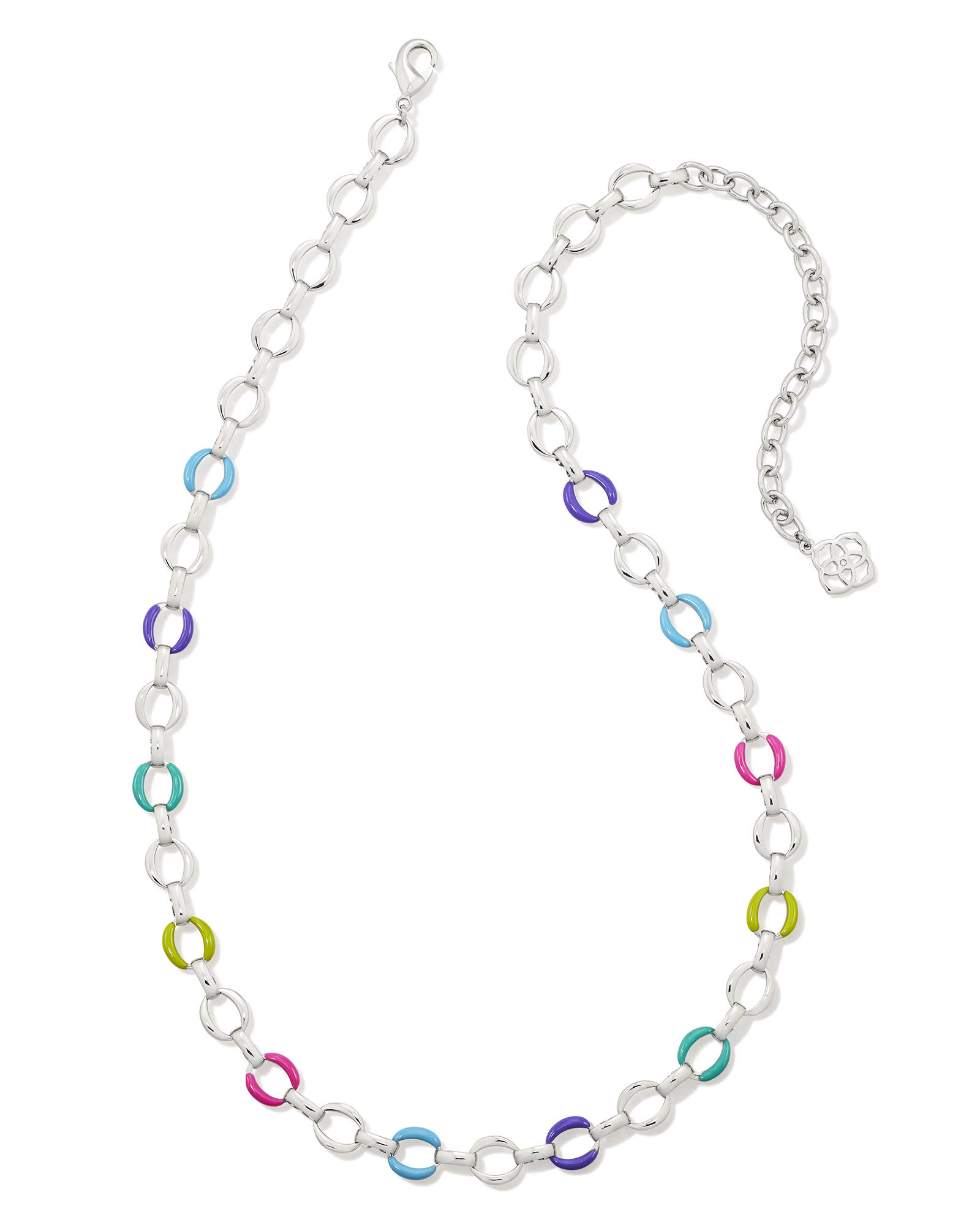 Kendra Scott Kelsey Silver Chain Necklace in Multi Mix | Mixed Stones/Metal Rhodium