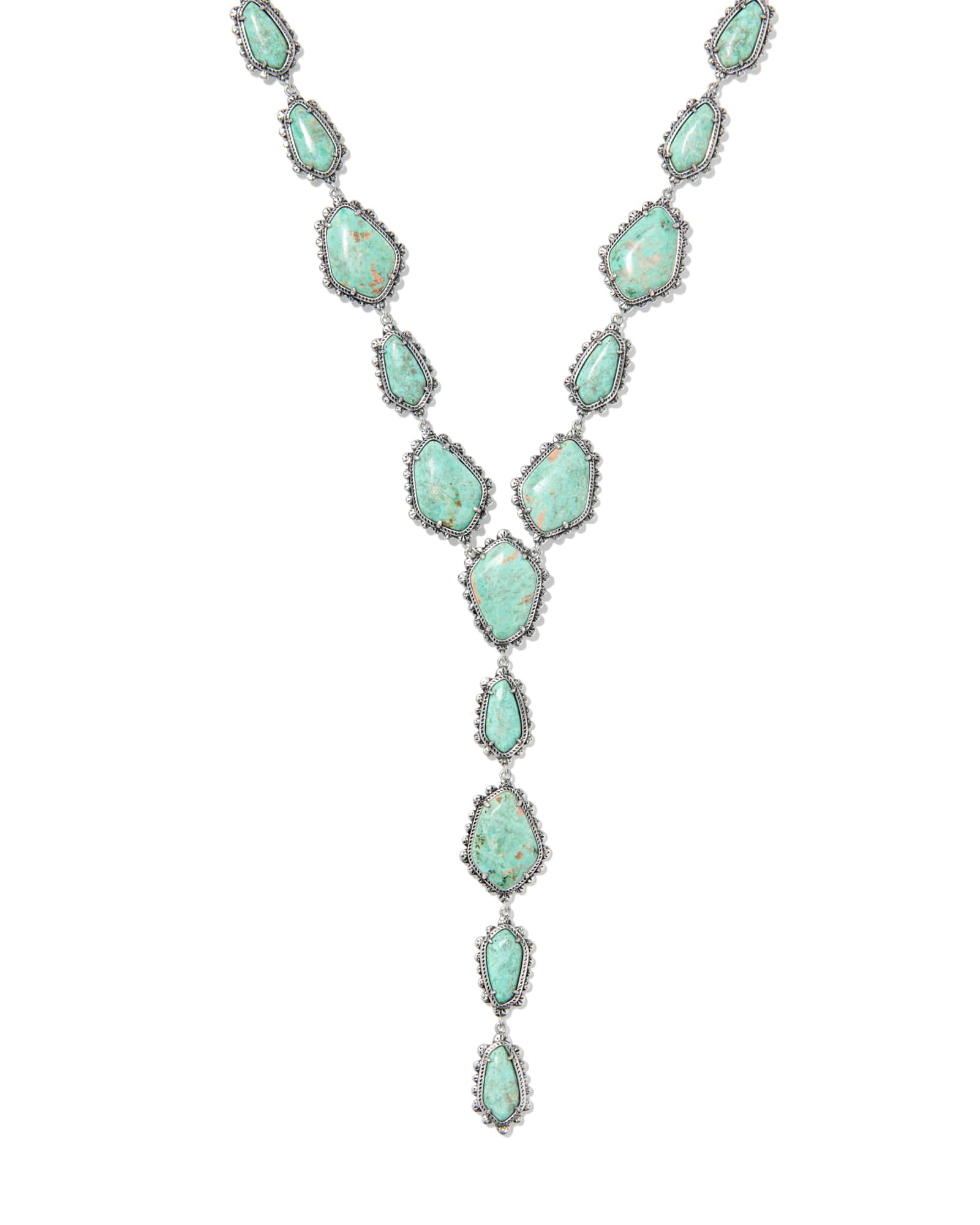 Kendra Scott Ellery Vintage Silver Lariat Necklace | Chrysocolla