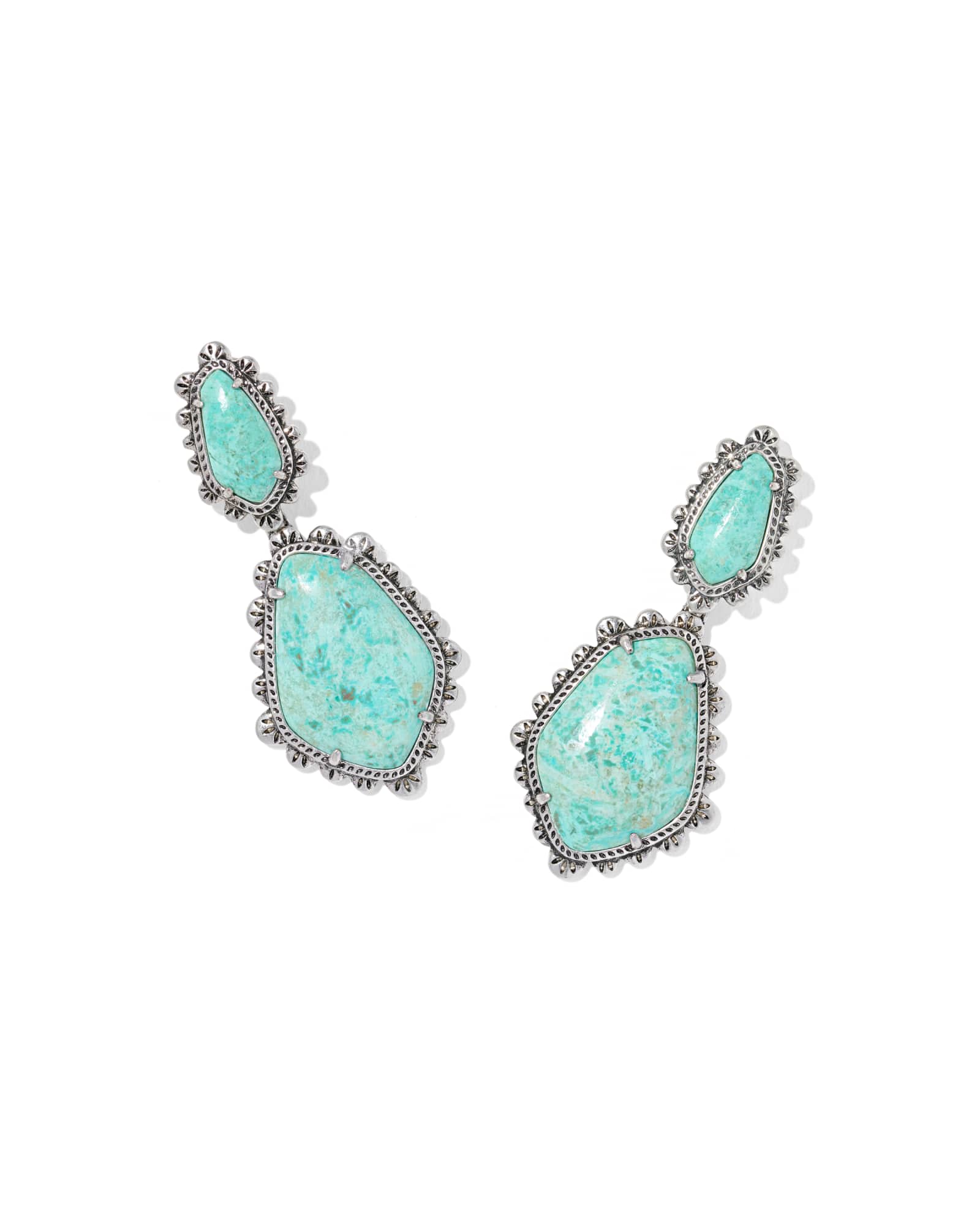 Kendra Scott Ellery Vintage Silver Statement Earrings | Chrysocolla