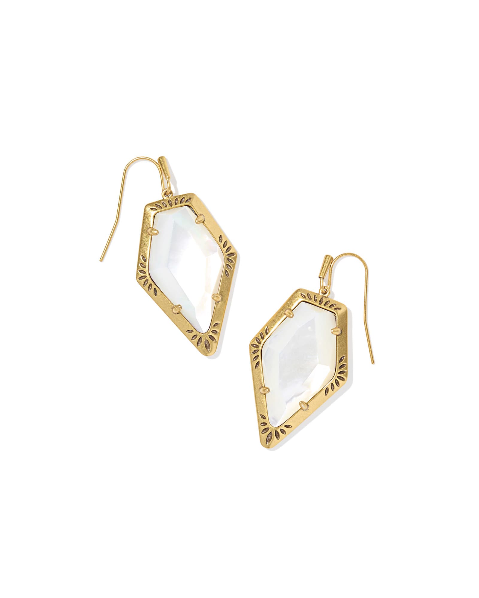 Yellow-Rose-Tessa-Etch-Frame-Drop-Earrings-Vintage-Gold-Ivory-Mother-Of-Pearl-00
