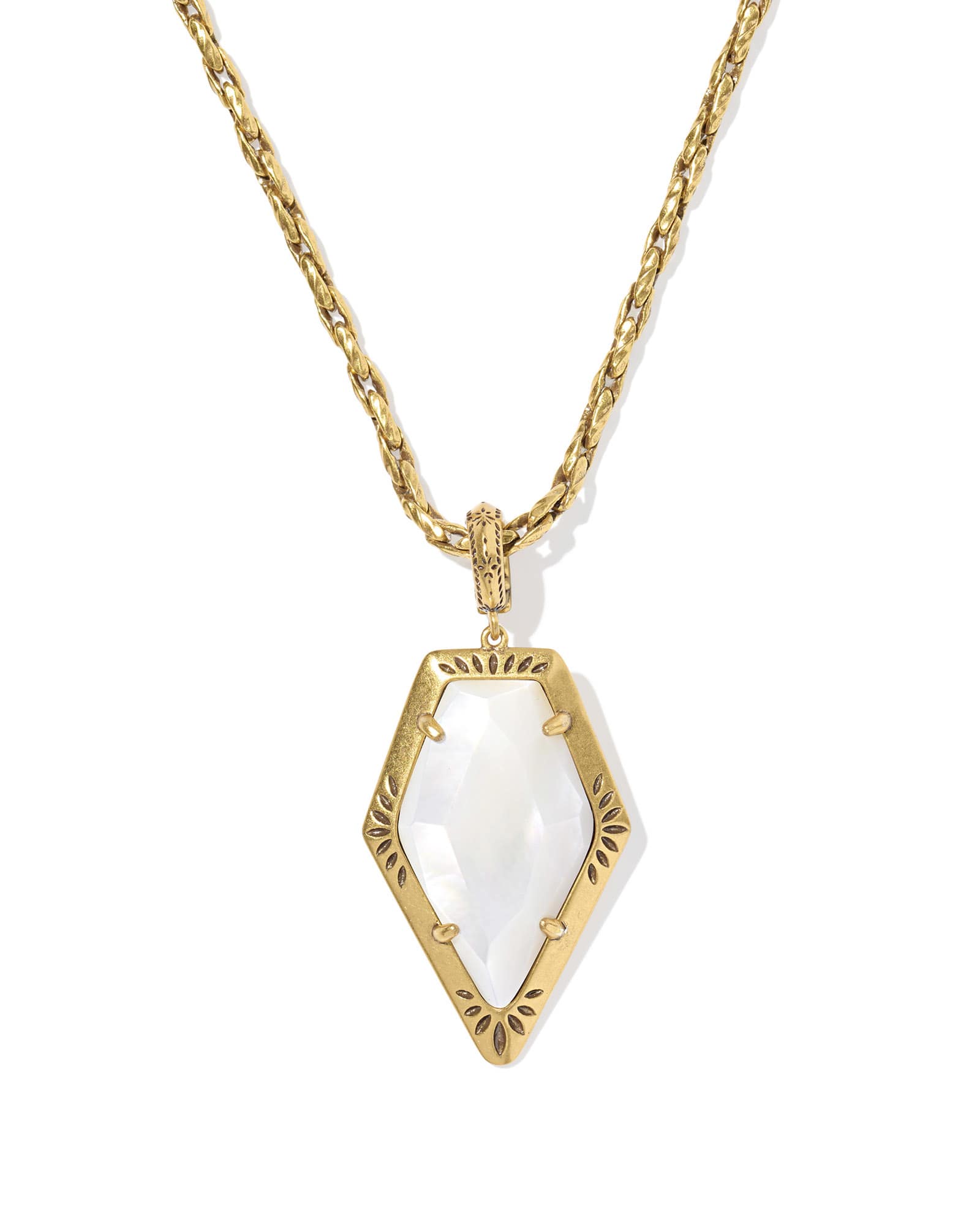 Yellow-Rose-Tessa-Etch-Frame-Large-Long-Pendant-Necklace-Vintage-Gold-Ivory-Mother-Of-Pearl-00