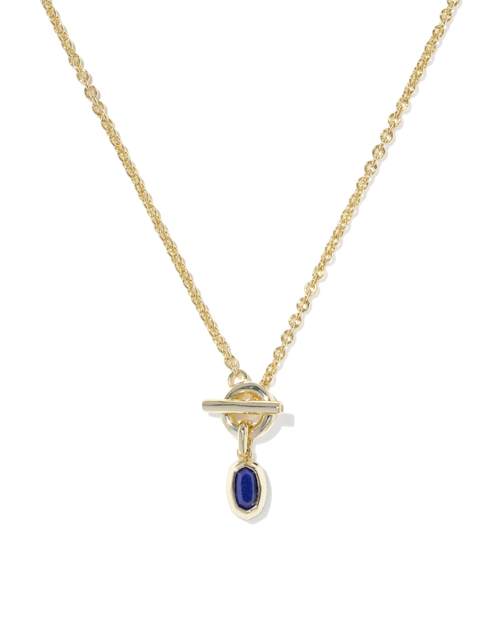 Kendra Scott Mini Elisa Gold Toggle Short Pendant Necklace | Lapis
