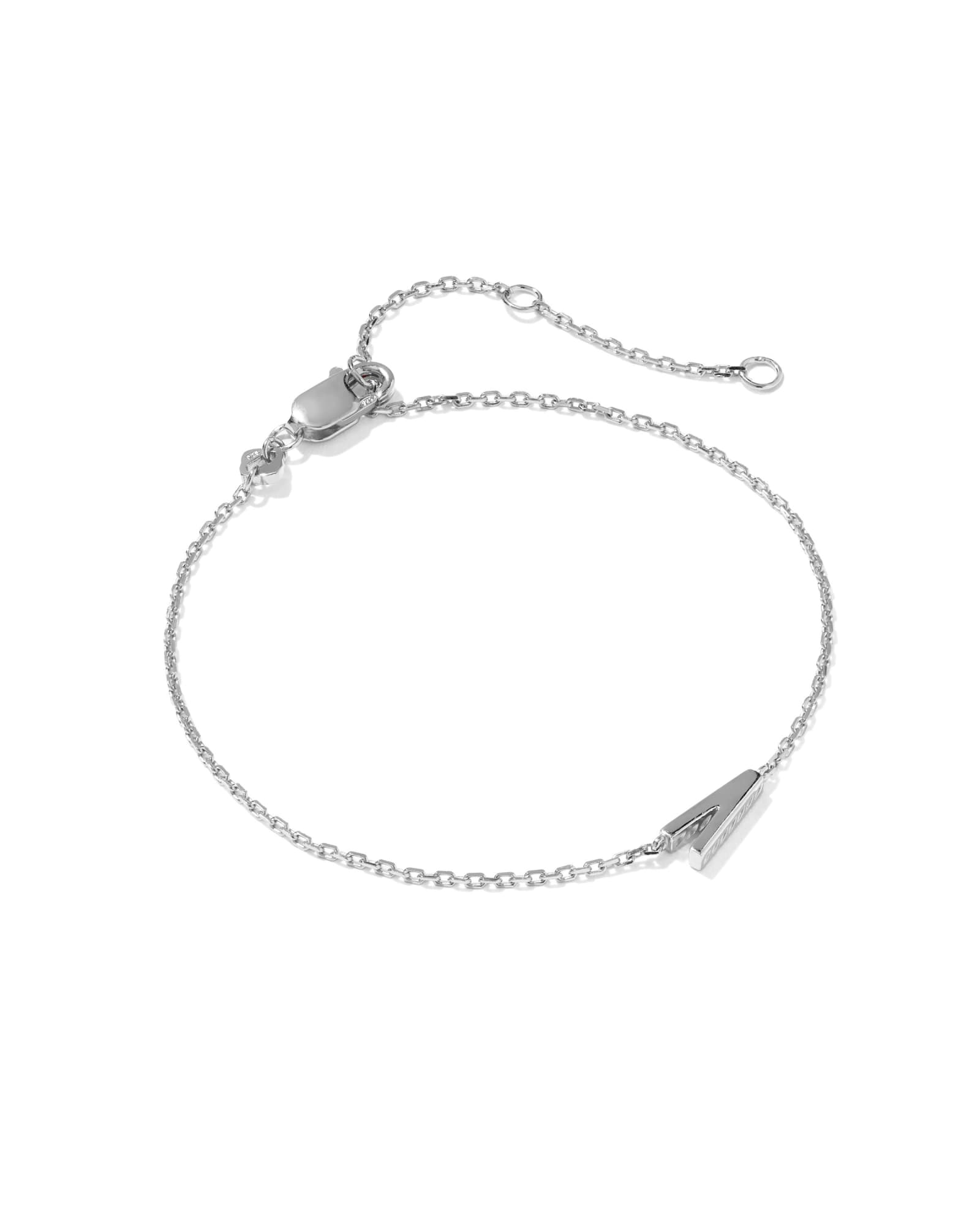 Kendra Scott Letter V Sterling Silver Initial Bracelet | Metal