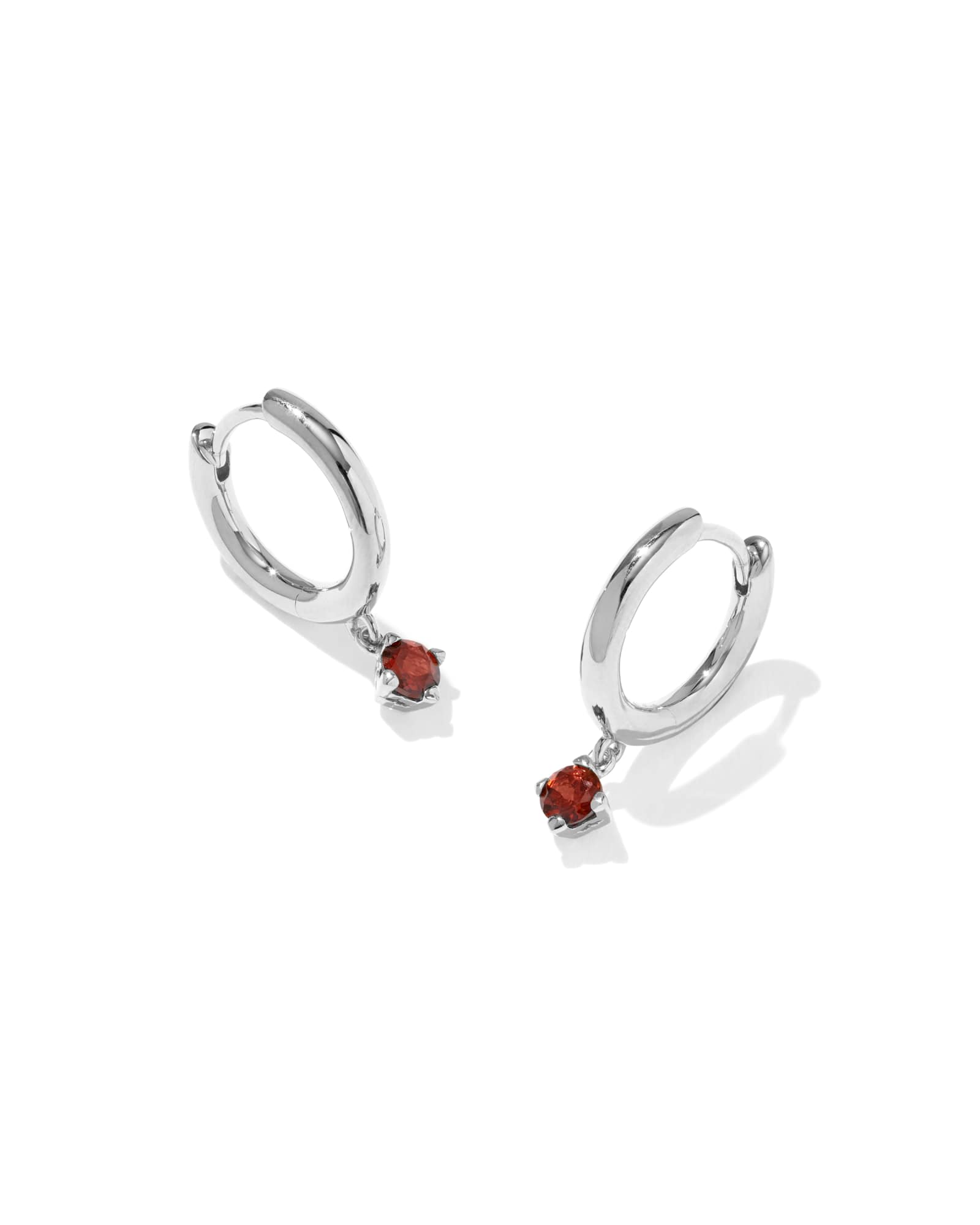Kendra Scott Maisie Sterling Silver January Huggie Earrings | Garnet