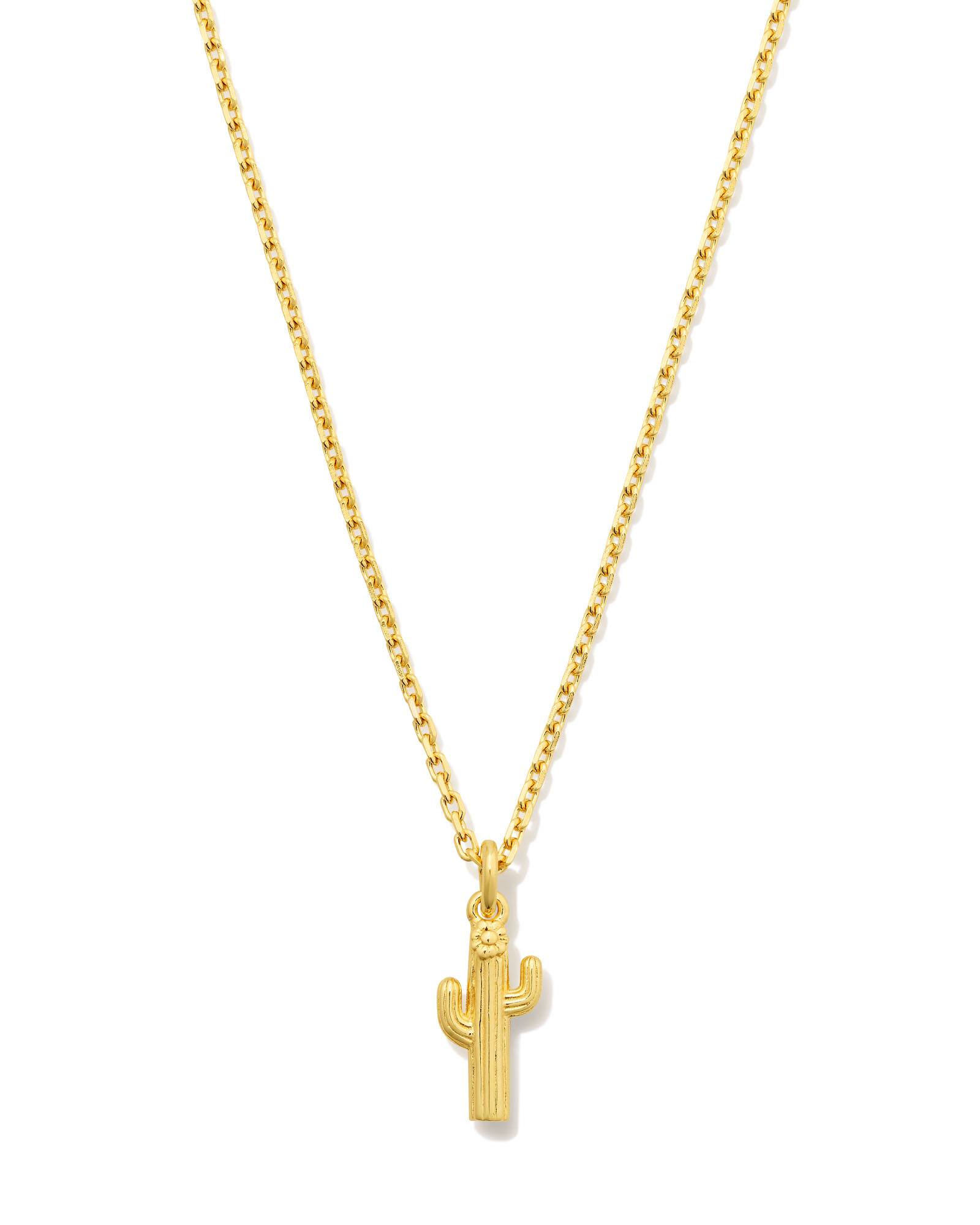 Kendra Scott Mini Cactus Pendant Necklace in 18k Gold Vermeil | Metal