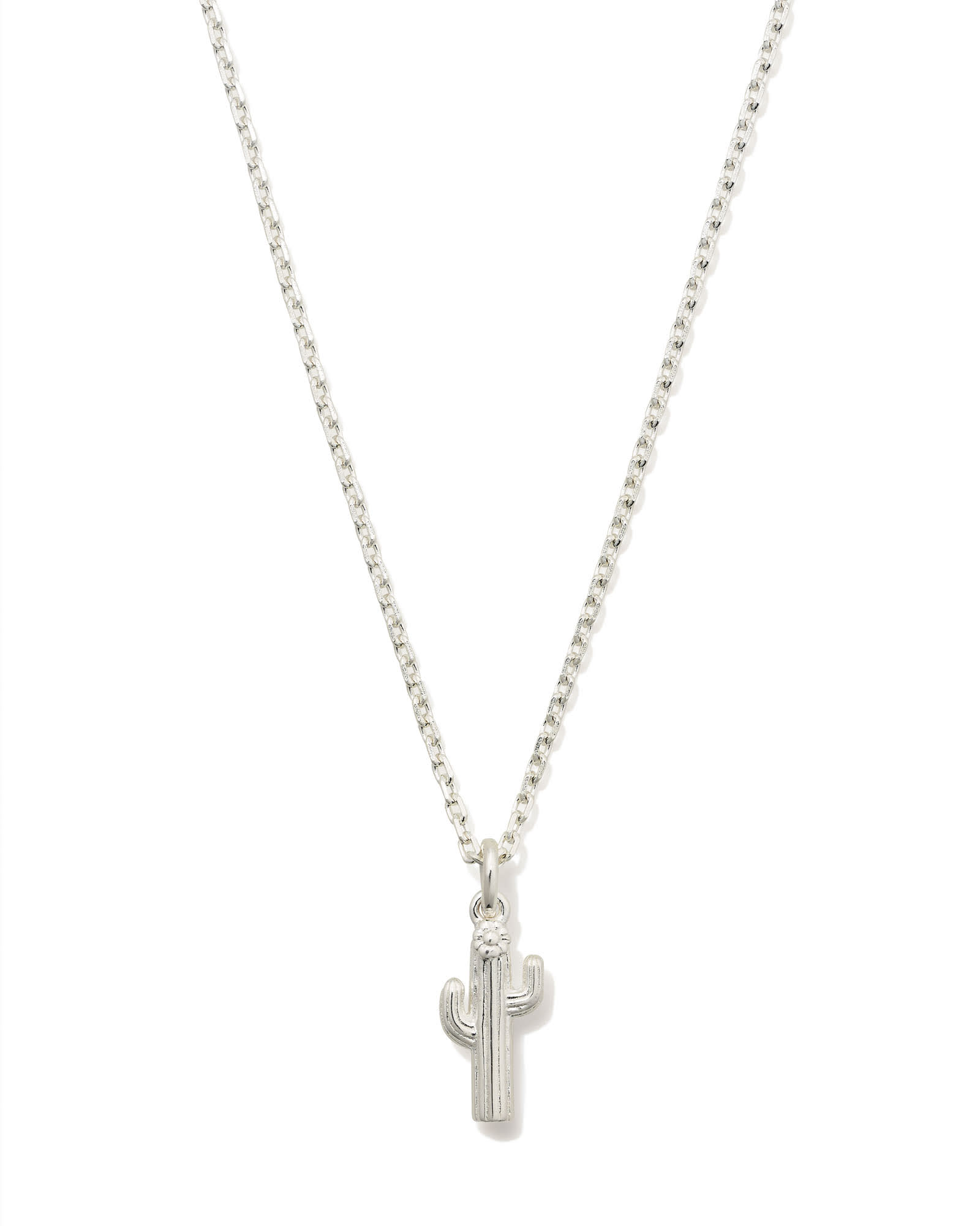 Kendra Scott Mini Cactus Pendant Necklace in Sterling Silver | Metal