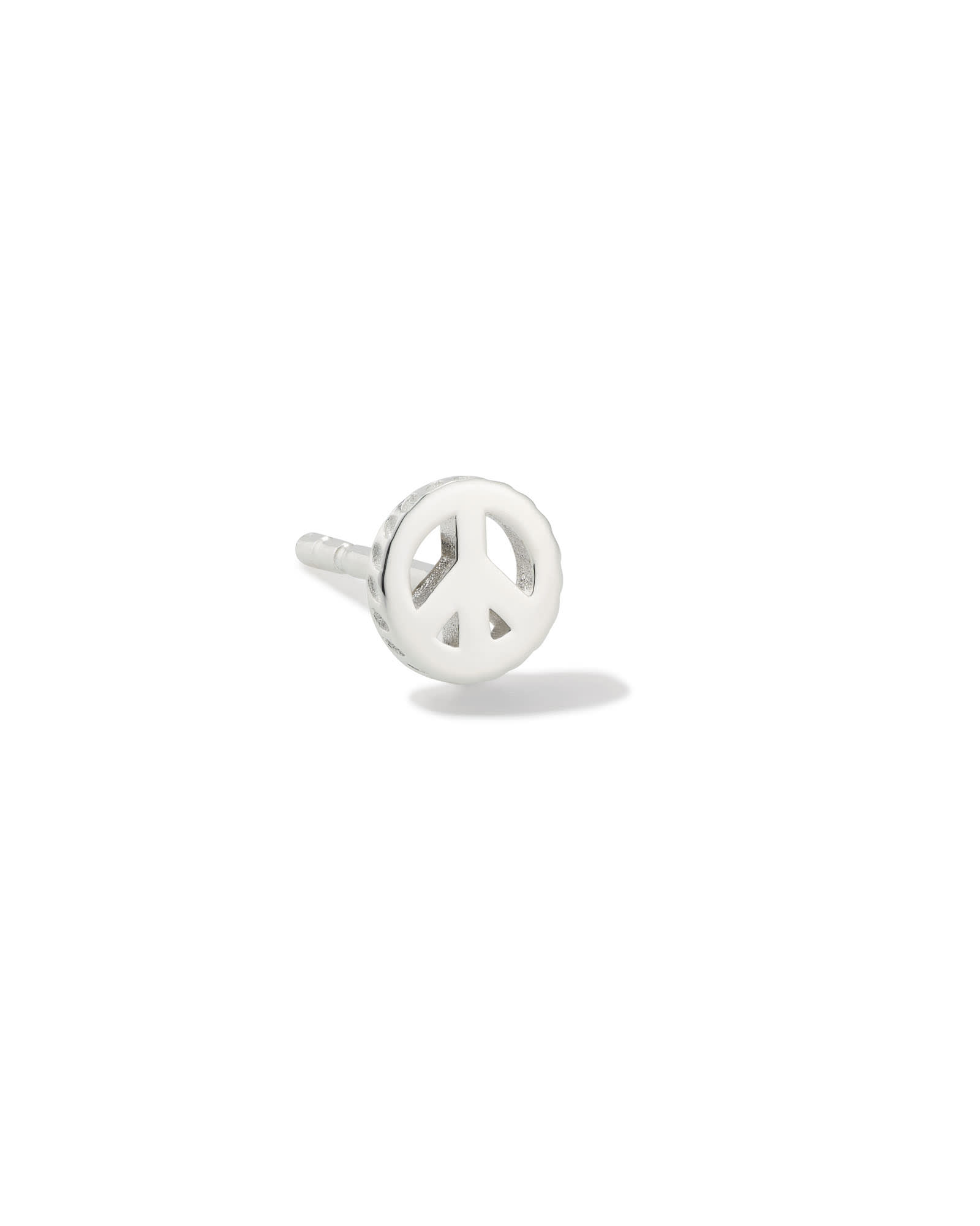 Kendra Scott Mini Peace Sign Single Stud Earring in Sterling Silver | Metal