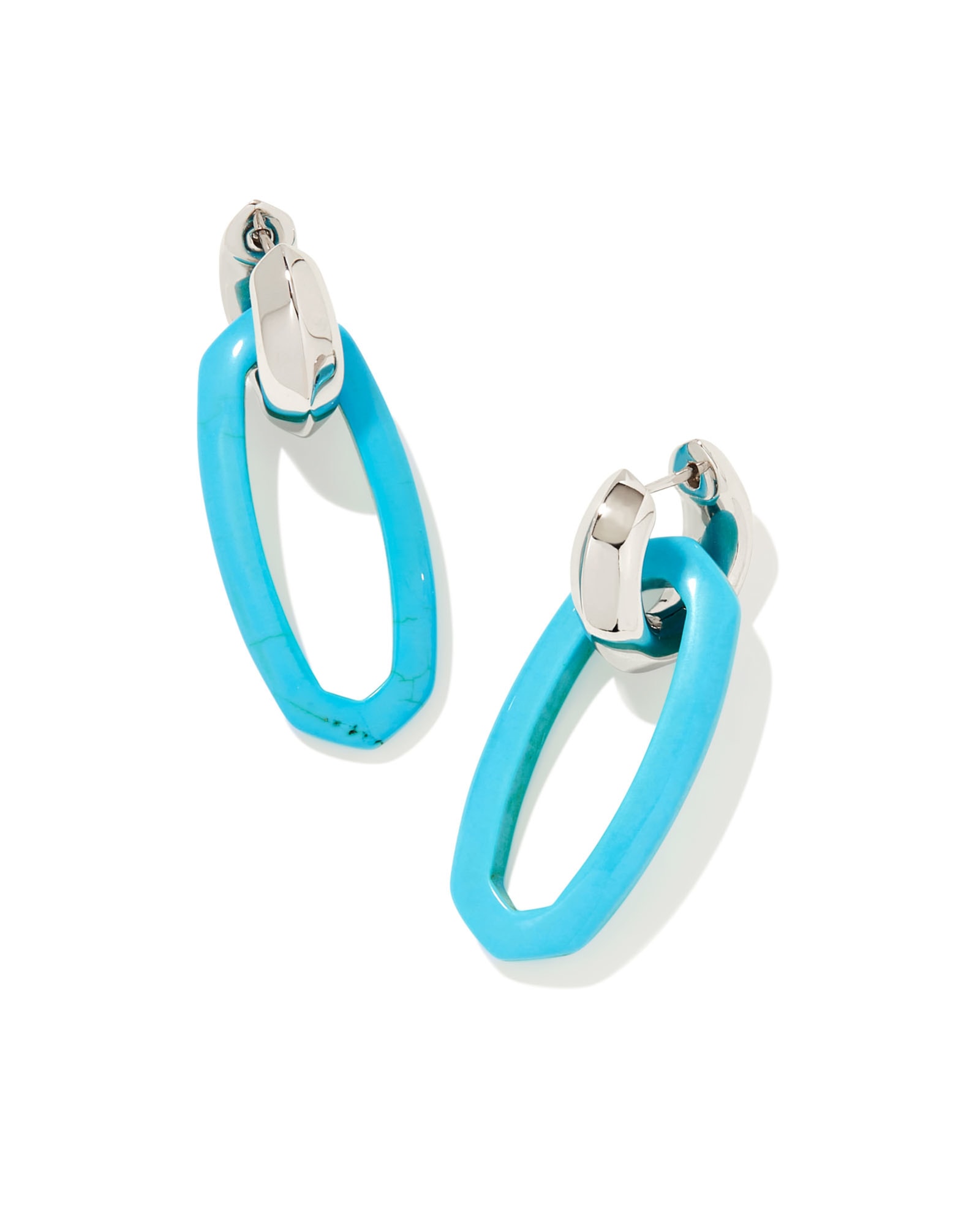Kendra Scott Elle Silver Convertible Link Earrings in Turquoise | Magnesite