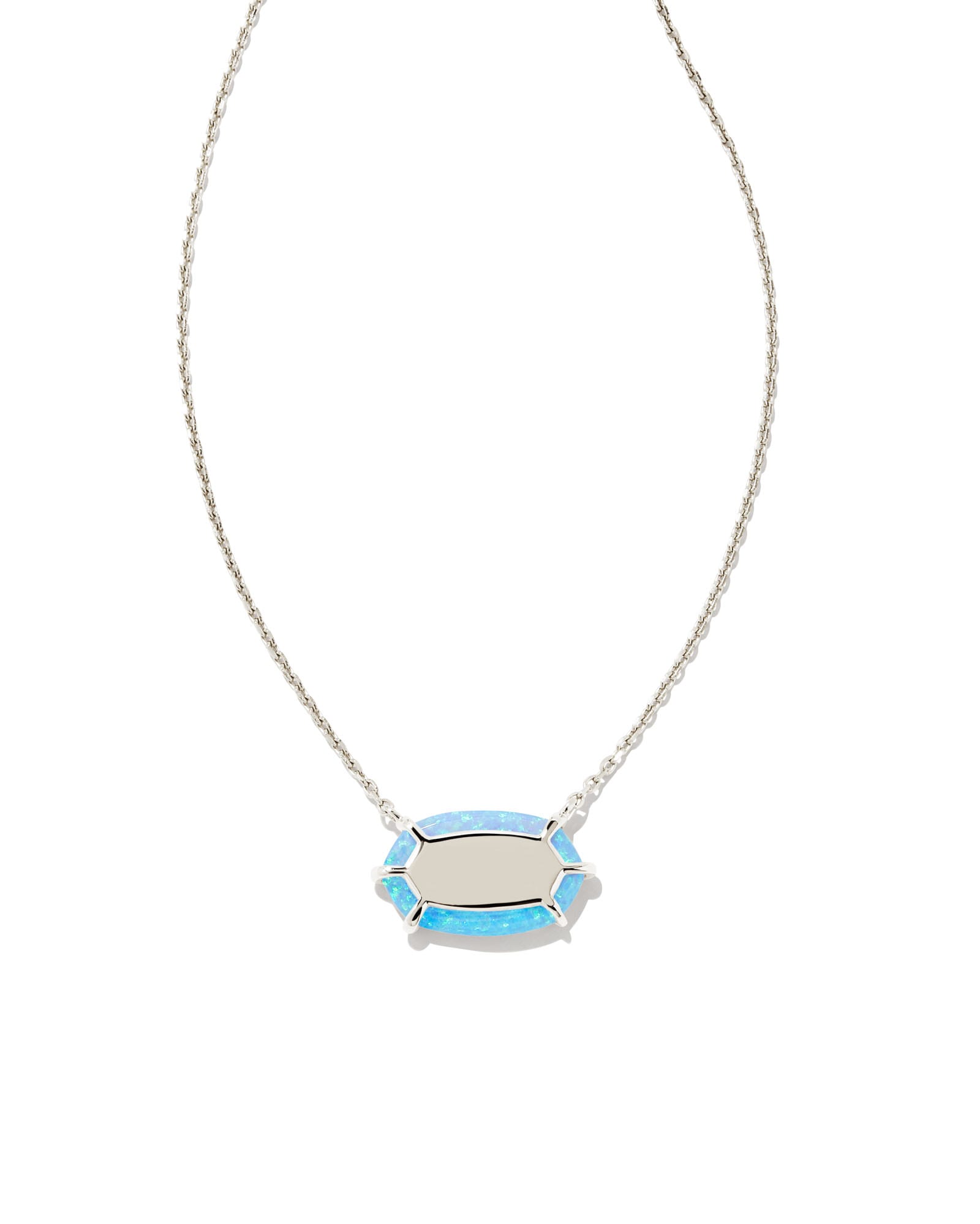 Kendra Scott Framed Elisa Opal Sterling Silver Pendant Necklace in Ocean | Kyocera Opal