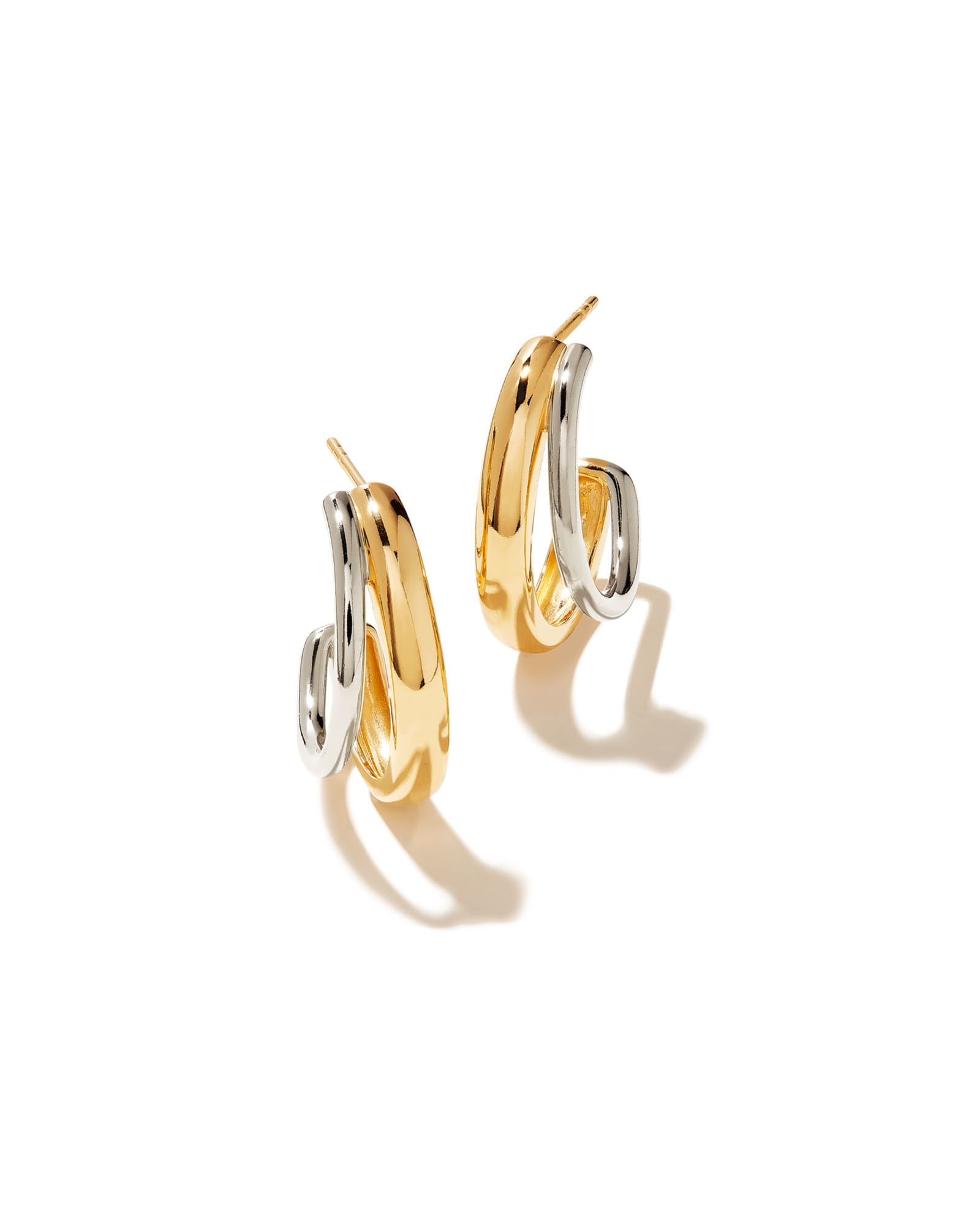 Kendra Scott Meg Double Hoop Earrings in Mixed Metal | Sterling Silver/Metal