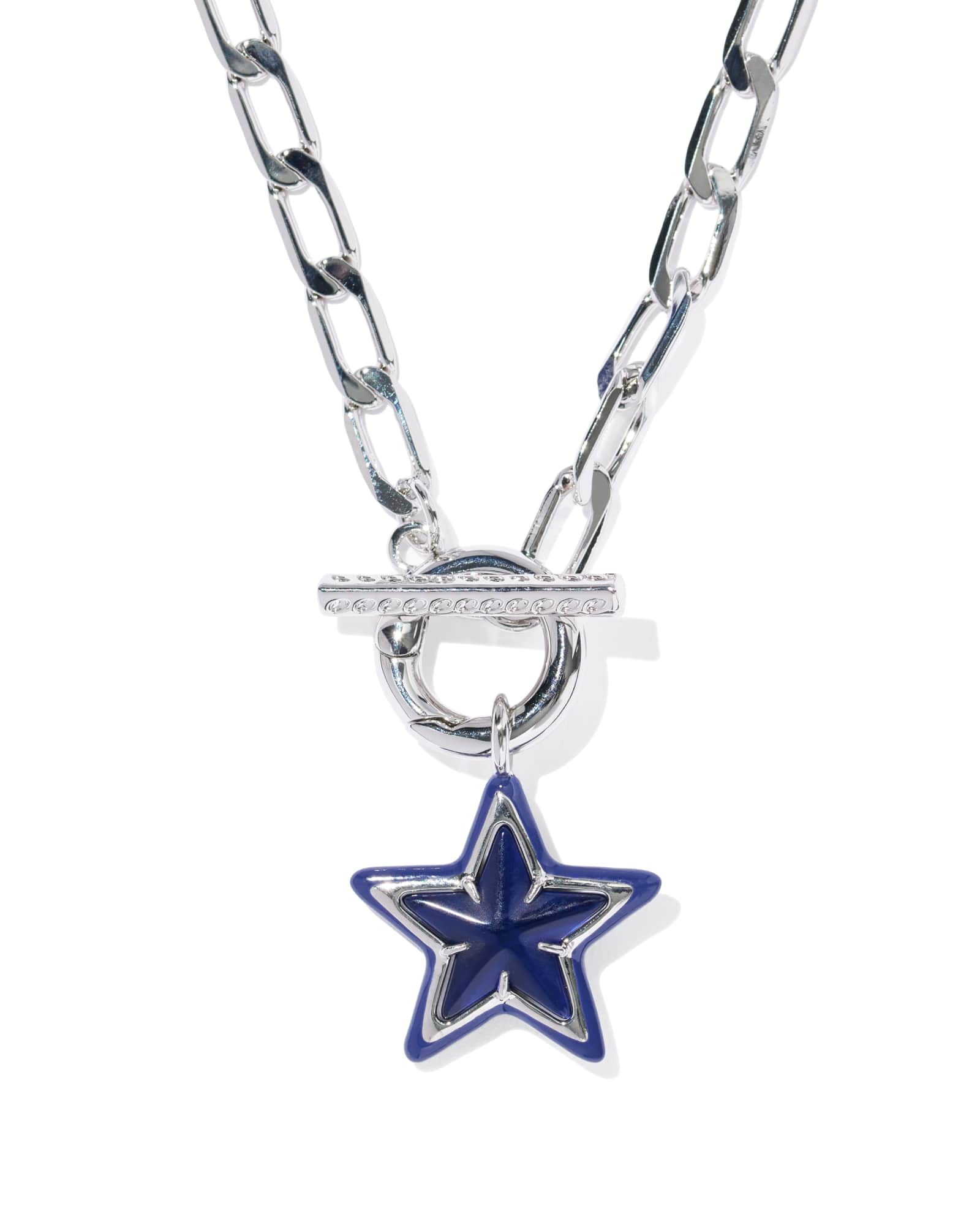 Kendra Scott Cassidy Silver Enamel Link and Chain Necklace | Mother Of Pearl/Metal Rhodium