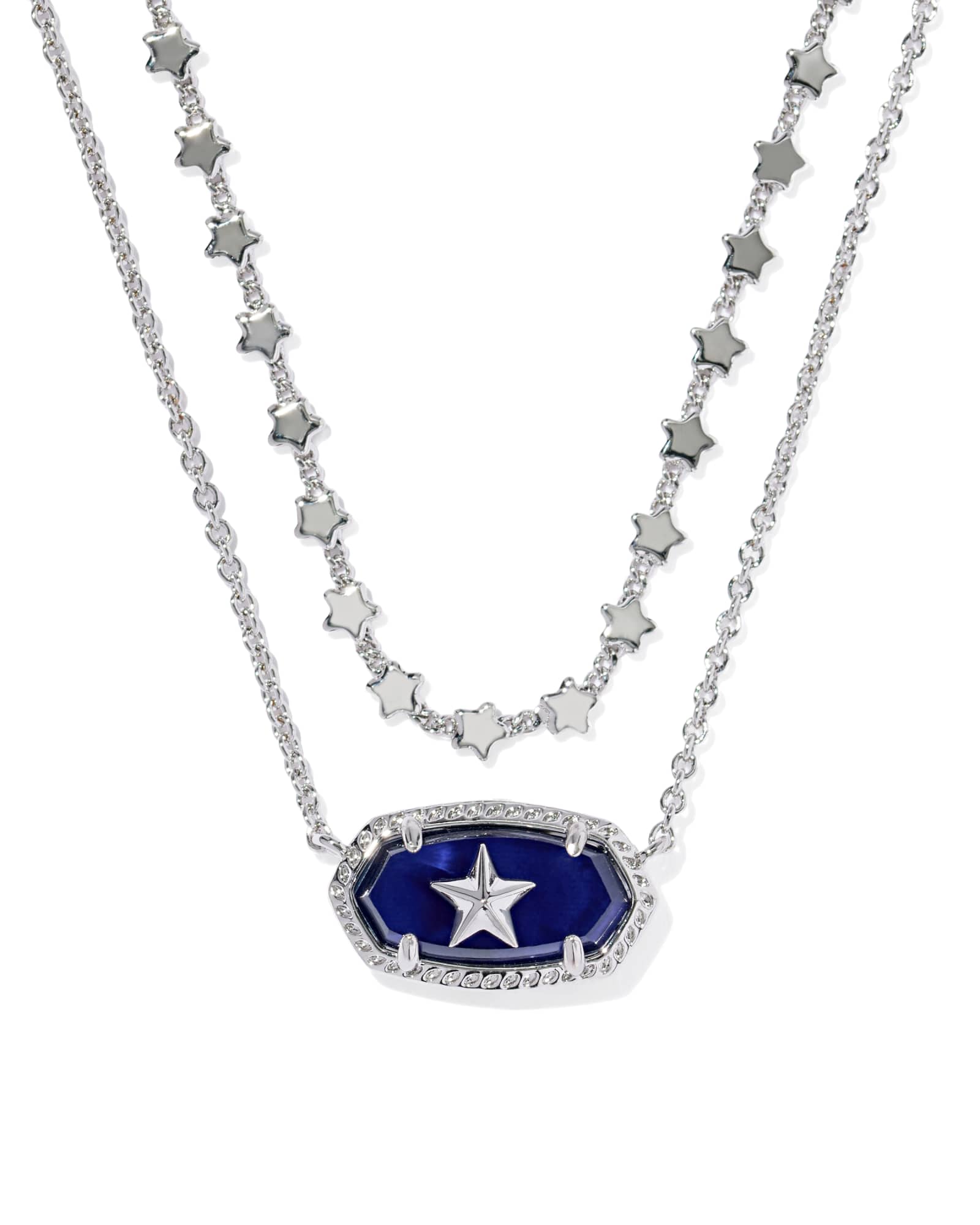 Kendra Scott Elisa Silver Dallas Multi Strand Necklace | Mother Of Pearl/Metal Rhodium