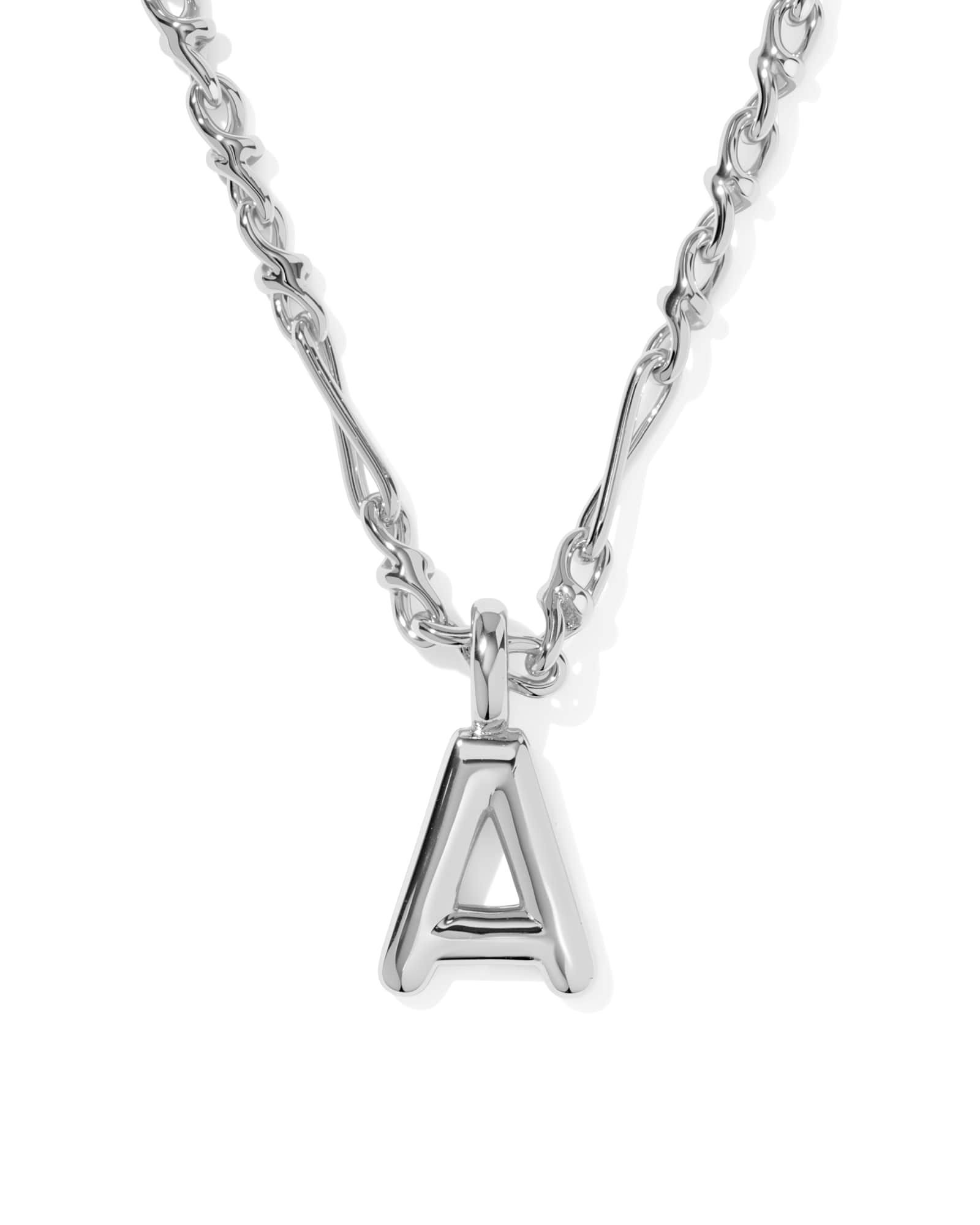 Kendra Scott Bubble Letter A Silver Short Pendant Necklace | Metal