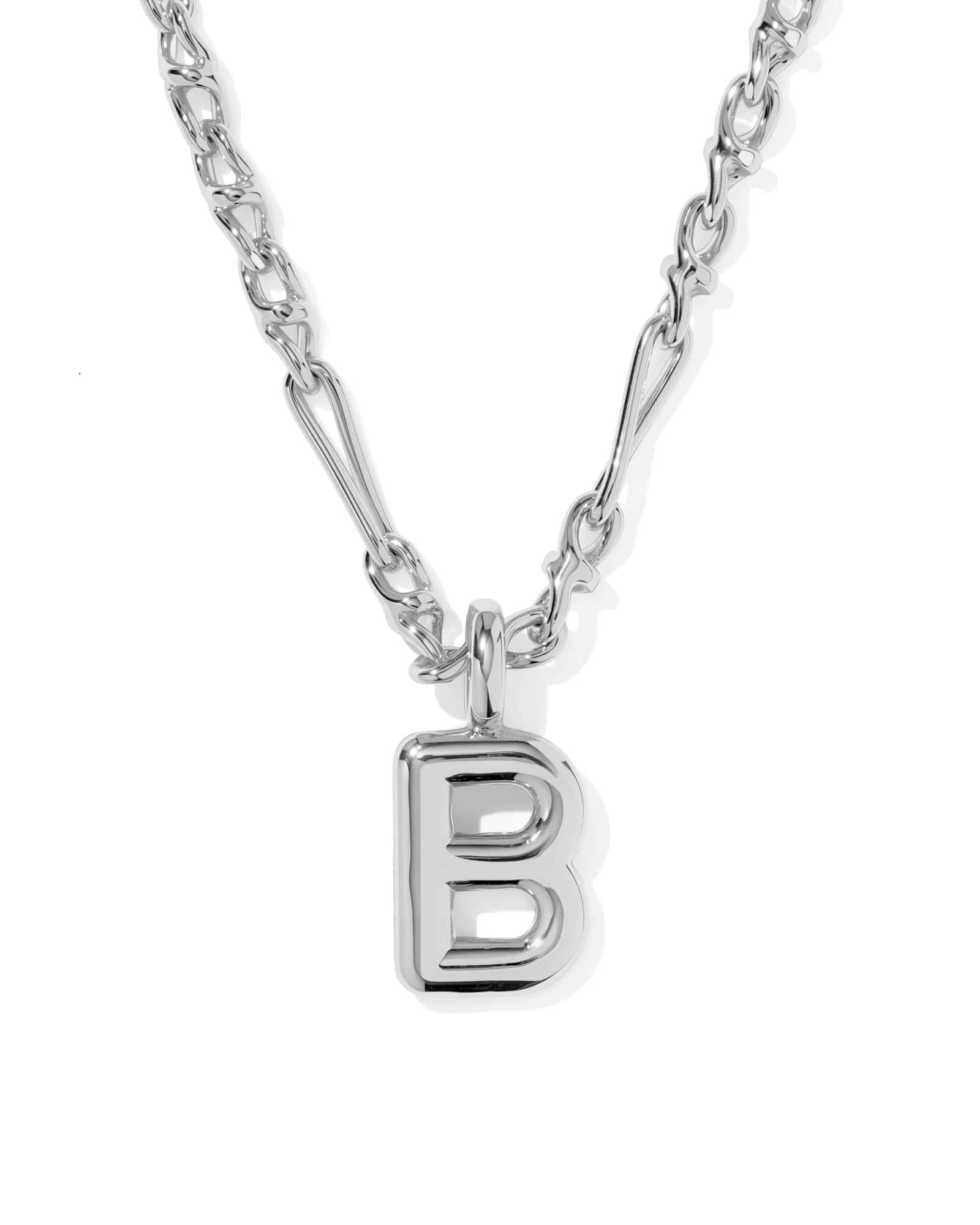 Kendra Scott Bubble Letter B Silver Short Pendant Necklace | Metal