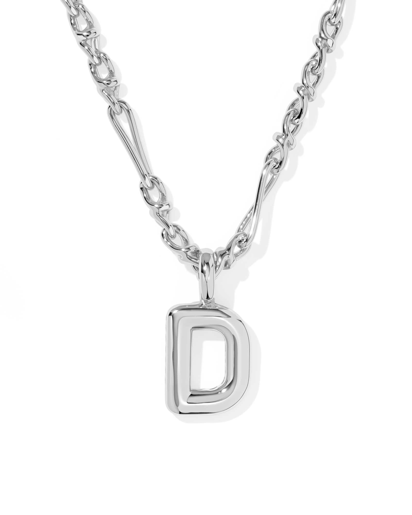 Kendra Scott Bubble Letter D Silver Short Pendant Necklace | Metal