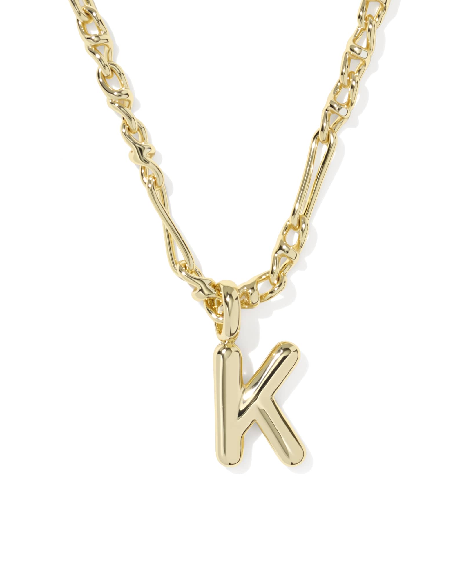 Kendra Scott Bubble Letter K Gold Short Pendant Necklace | Metal